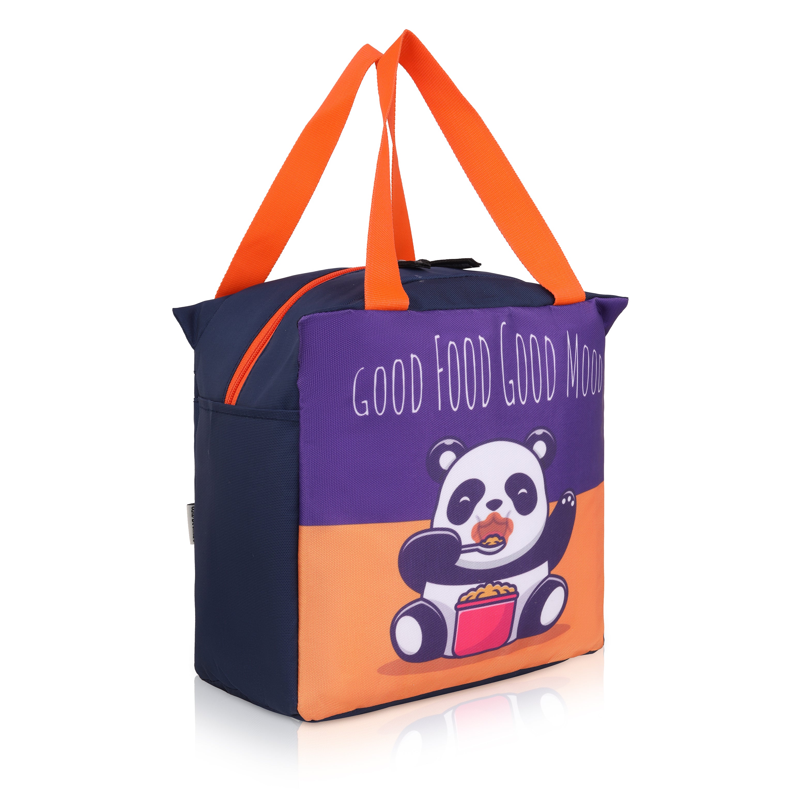 Echo Boomers Good Food Good Mood Panda Print Black Lunch Bag for Kids | Stylish, Lightweight & Durable | School, Travel & Picnic Use | Premium Zipper, Sturdy Handle, Easy to Clean