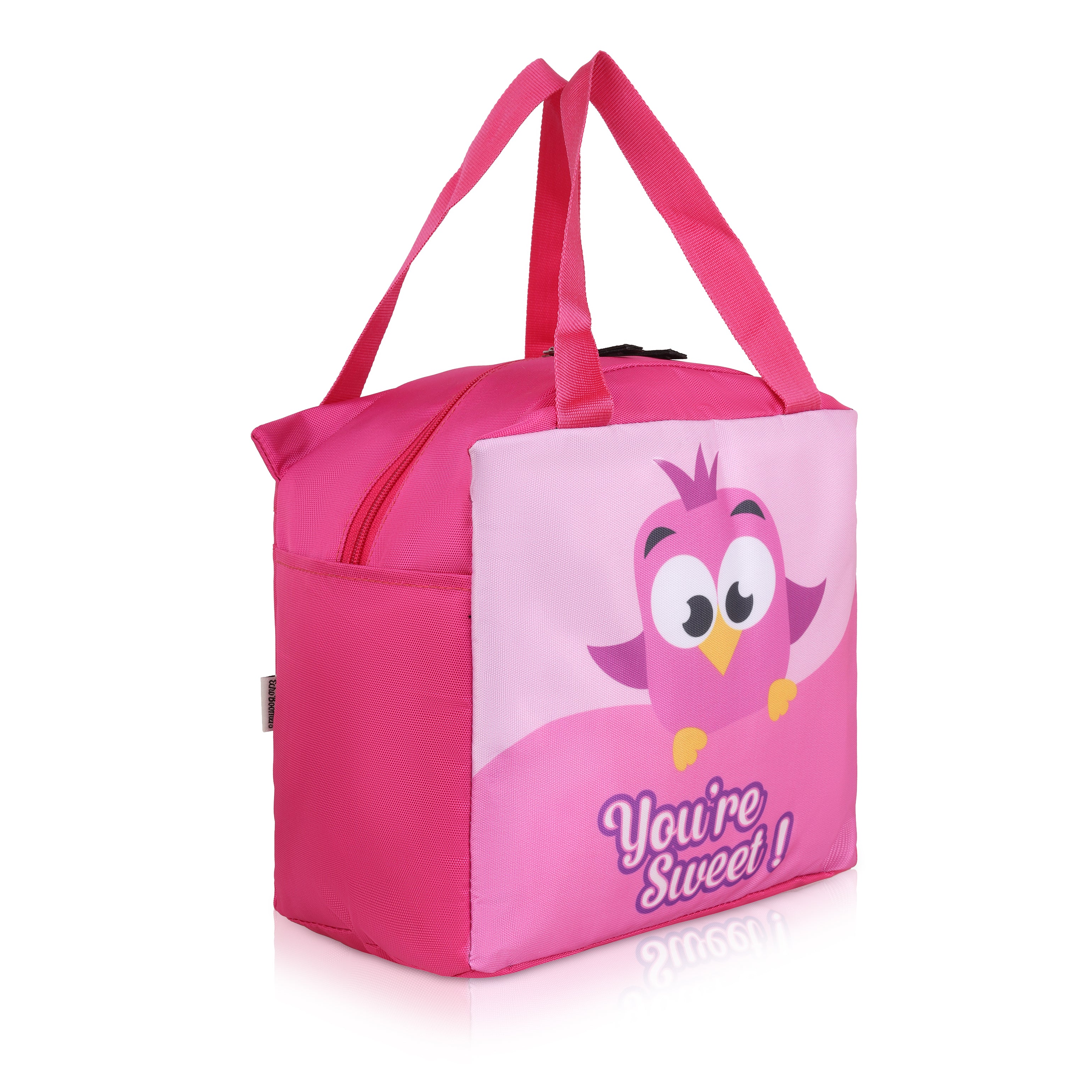 Echo Boomers You Are Sweet Pink Bird Print Lunch Bag for Kids | Stylish, Lightweight & Durable | School, Travel & Picnic Use | Premium Zipper, Sturdy Handle, Easy to Clean