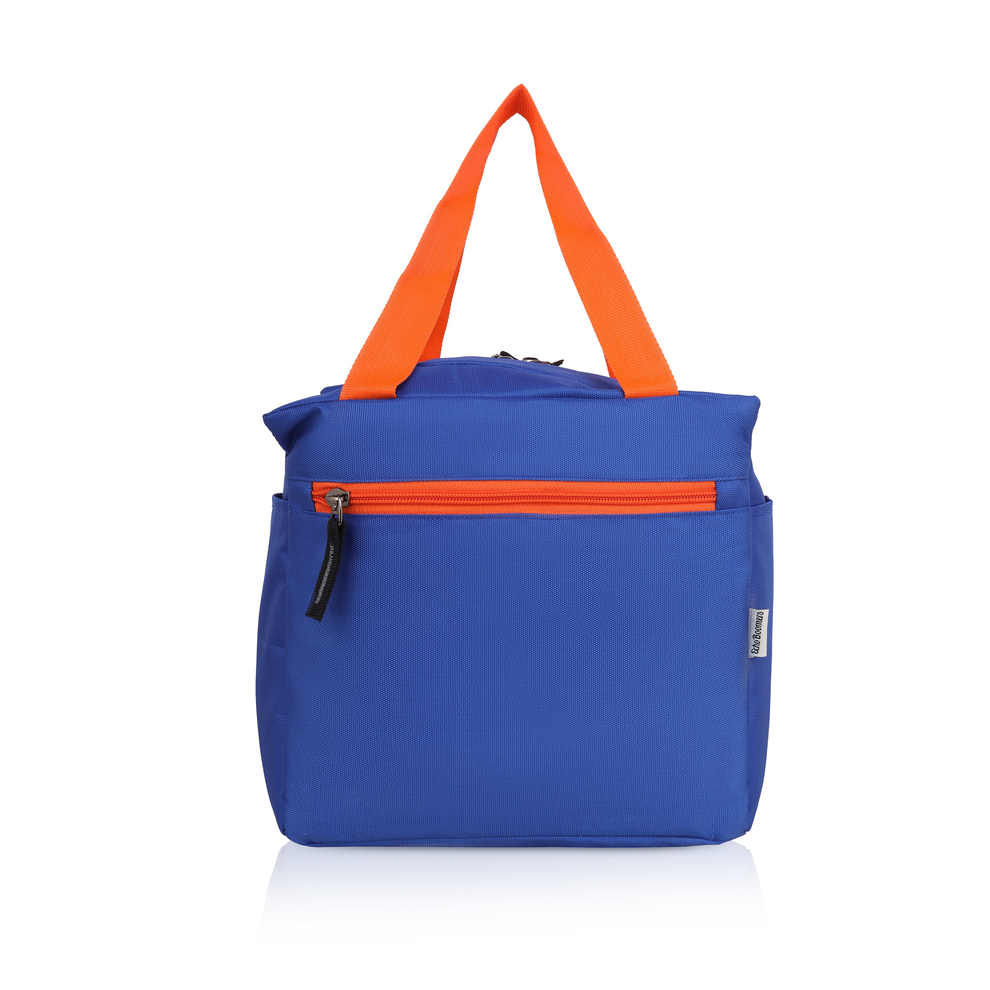 Echo Boomers Yummy Food Blue Lunch Bag with Orange Bird Print for Kids | Stylish, Lightweight & Durable | School, Travel & Picnic Use | Premium Zipper, Sturdy Handle, Easy to Clean