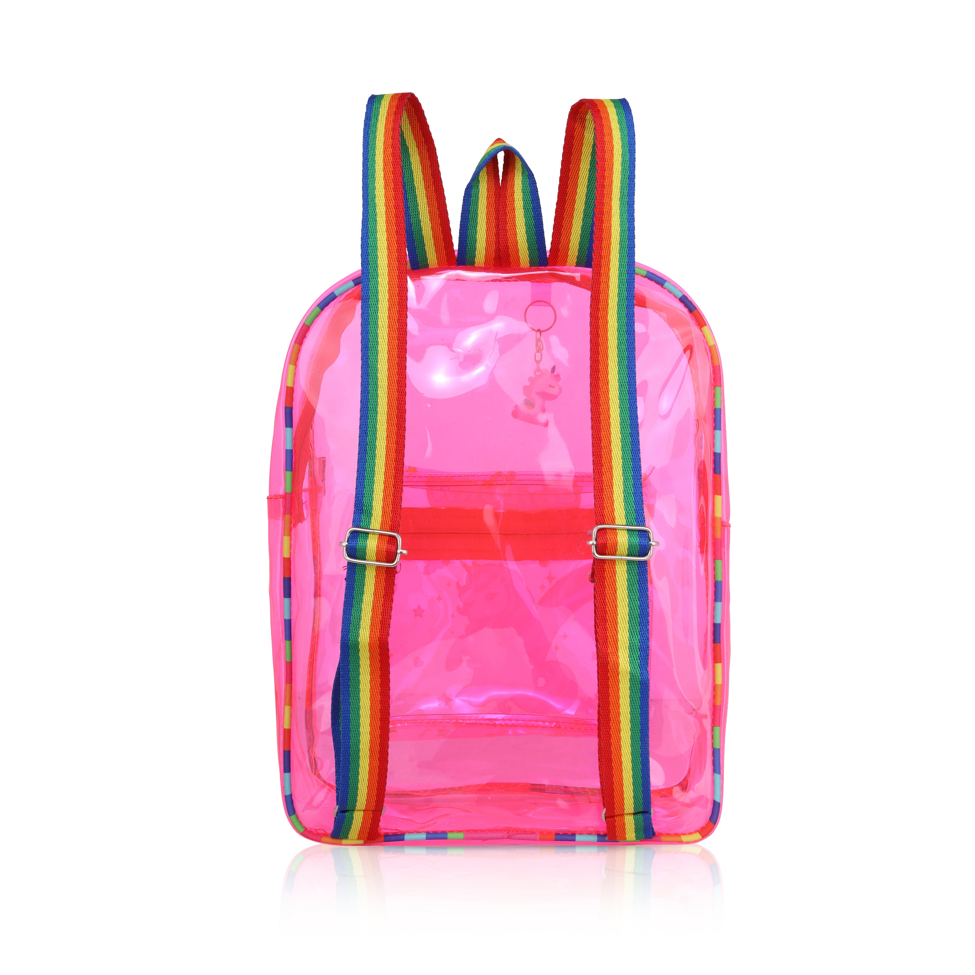Echo Boomers Pink Jelly Backpack  Stylish, Lightweight & Durable with Unicorn Print, “Unicorn” Text, Transparent Soft Plastic, Adjustable Straps, Sturdy Handle, Premium Zipper & Versatile Design for School and Play.