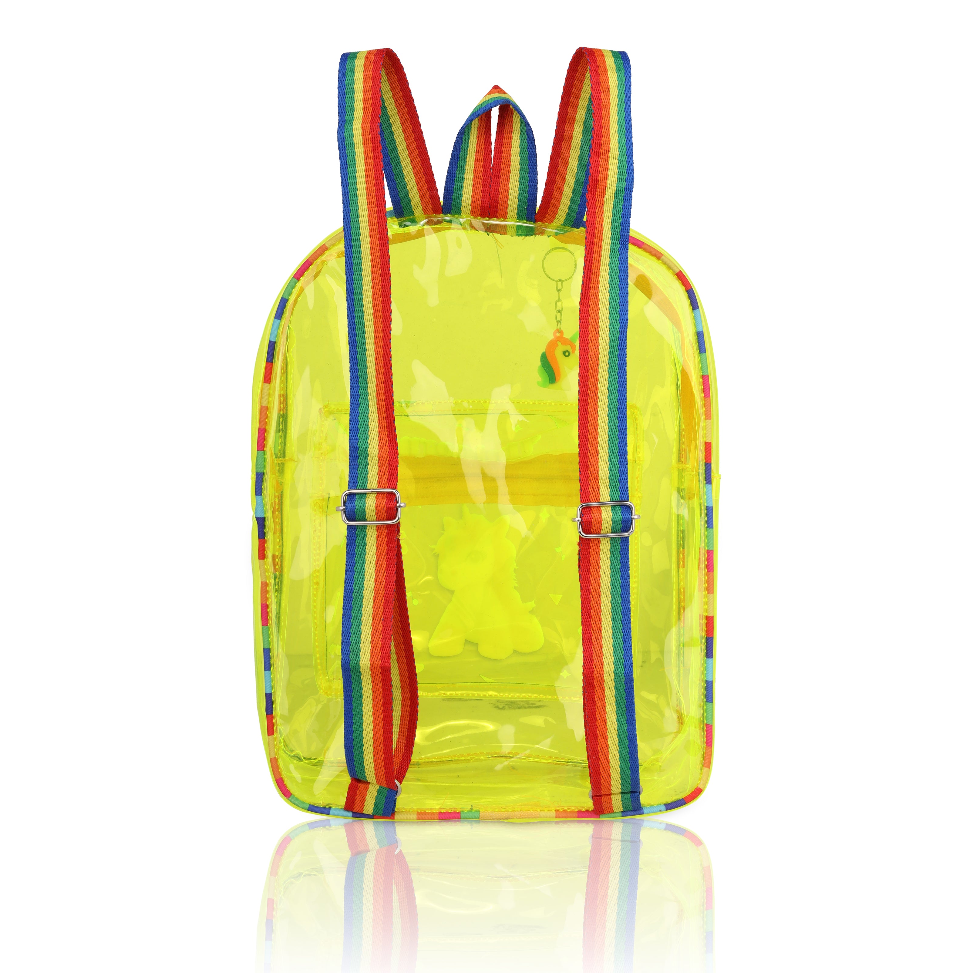 Echo Boomers Yellow Jelly Backpack Stylish, Lightweight & Durable with Unicorn Print, “Unicorn” Text, Transparent Soft Plastic, Adjustable Straps, Sturdy Handle, Premium Zipper & Versatile Design for School and Play.