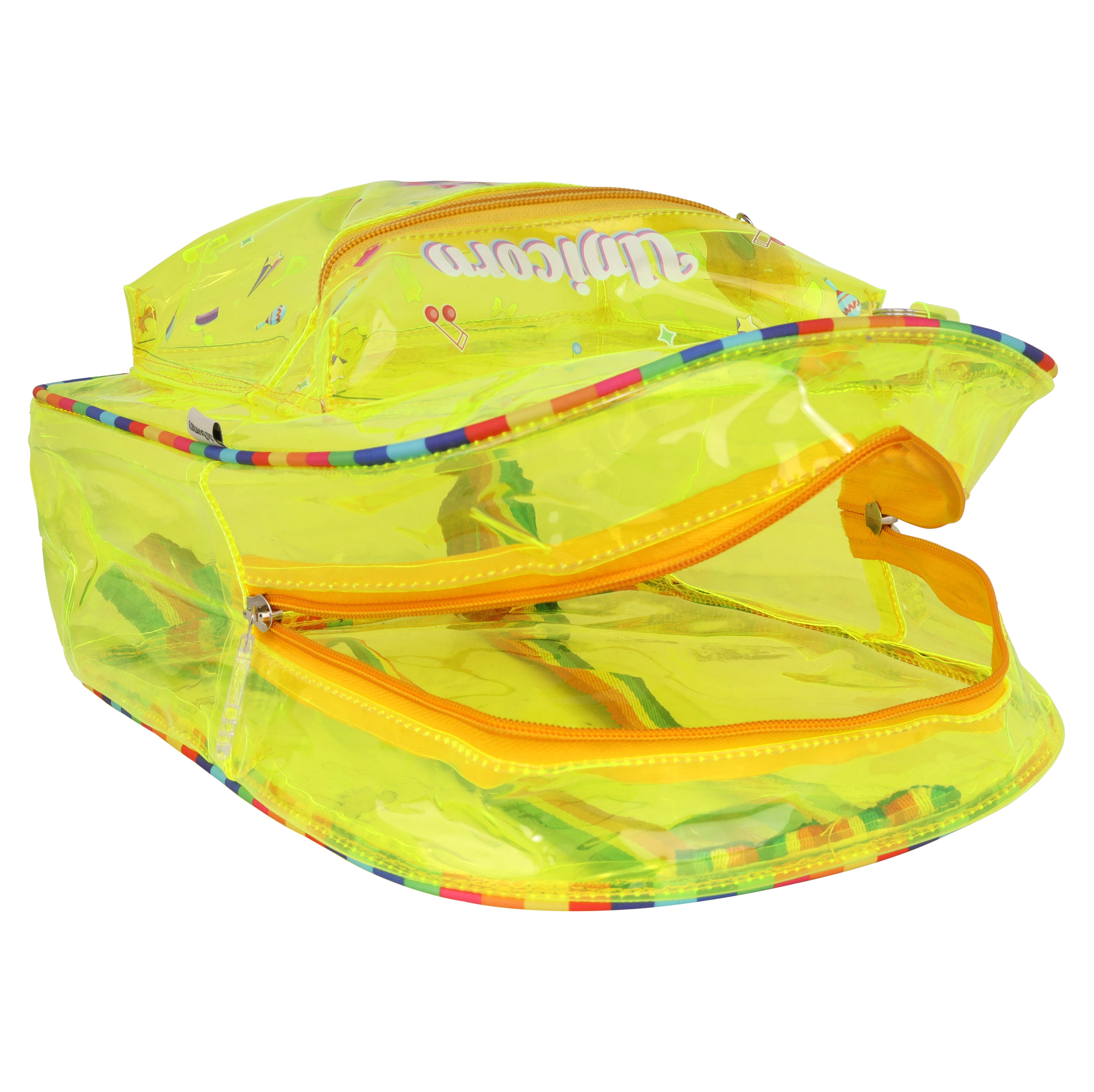 Echo Boomers Yellow Jelly Backpack Stylish, Lightweight & Durable with Unicorn Print, “Unicorn” Text, Transparent Soft Plastic, Adjustable Straps, Sturdy Handle, Premium Zipper & Versatile Design for School and Play.