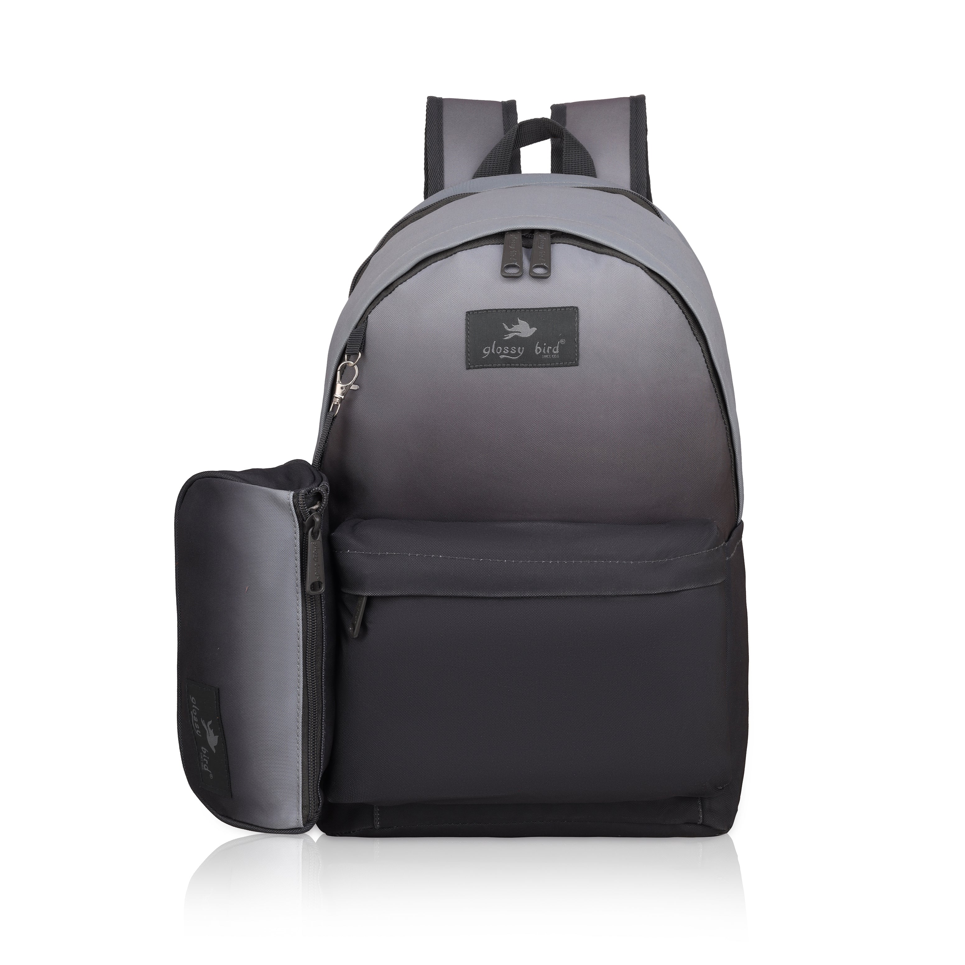 Echo Boomers Glossy Bird Backpack with Pouch – Casual Backpack with Compartments, Front Pocket, Bottle Holder – Ideal for School, College, Travel – Boys, Girls, Men, Women (Pink)