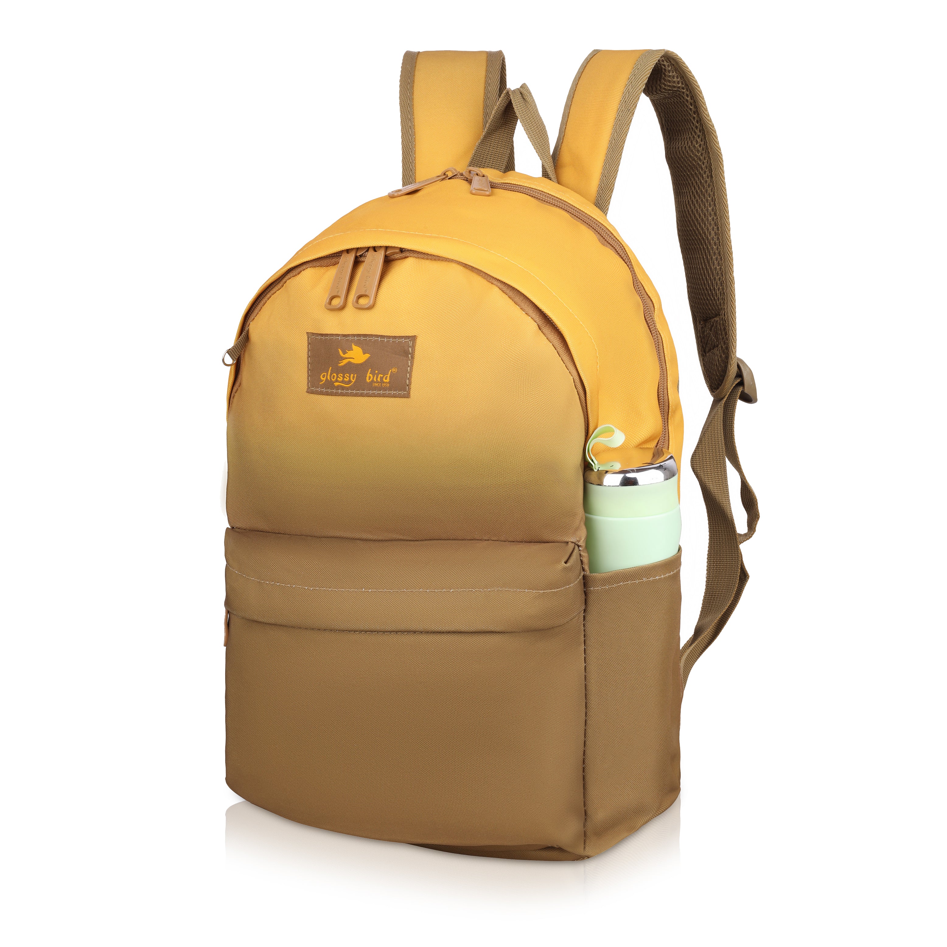 Echo Boomers Glossy Bird Backpack with Pouch – Casual Backpack with Compartments, Front Pocket, Bottle Holder – Ideal for School, College, Travel – Boys, Girls, Men, Women (Pink)
