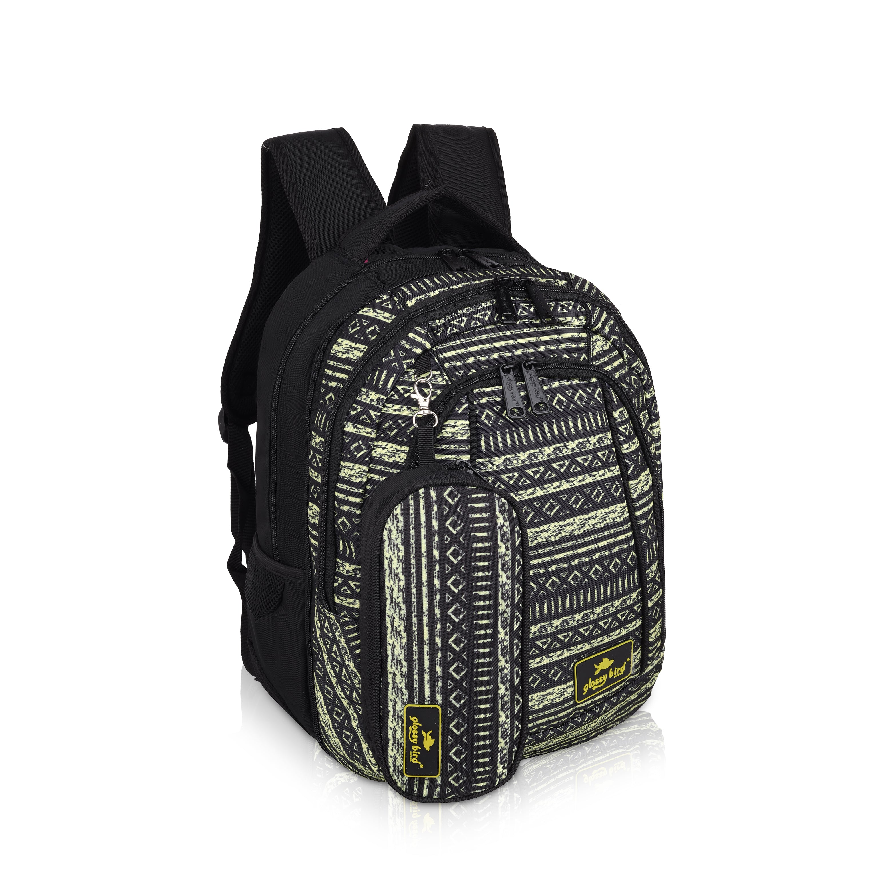 Echo Boomers Glossy Bird Unisex Backpack for School, Office & Travel – Water-Resistant, Lightweight Bag with 4 Compartments, Bottle Holder, Detachable Pouch & Ergonomic Straps (Purple)