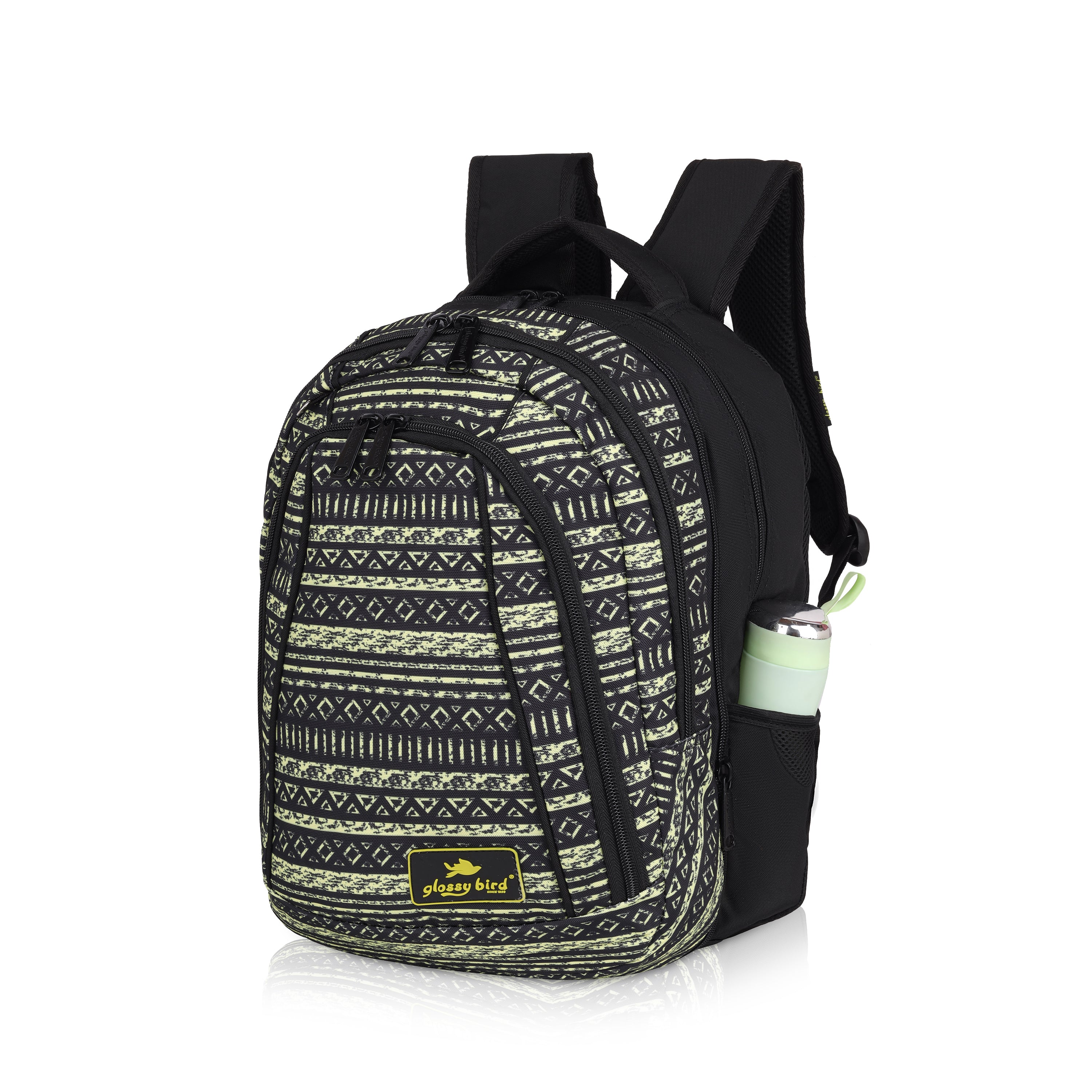 Echo Boomers Glossy Bird Unisex Backpack for School, Office & Travel – Water-Resistant, Lightweight Bag with 4 Compartments, Bottle Holder, Detachable Pouch & Ergonomic Straps (Purple)