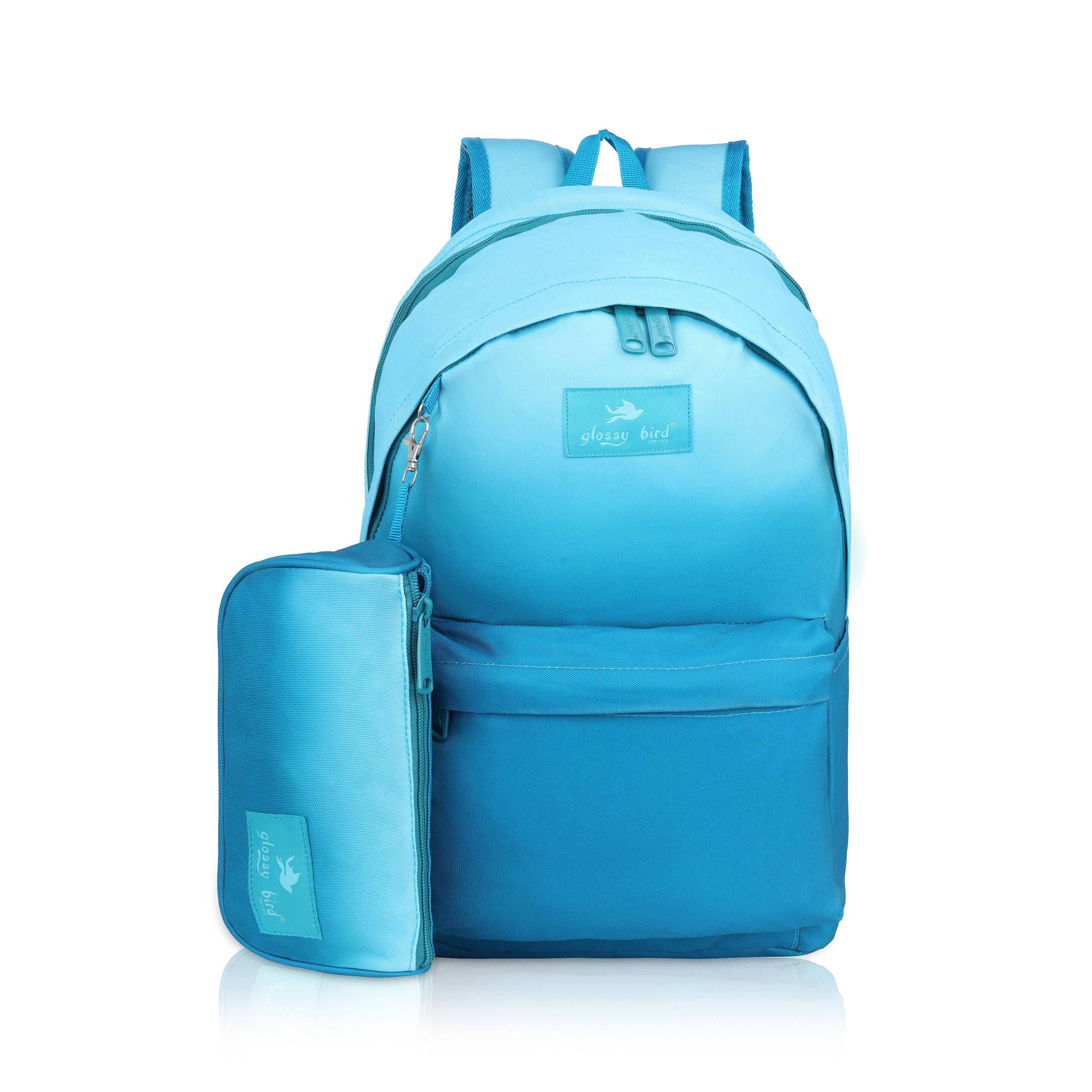 Echo Boomers Glossy Bird Backpack with Pouch – Casual Backpack with Compartments, Front Pocket, Bottle Holder – Ideal for School, College, Travel – Boys, Girls, Men, Women (Pink)