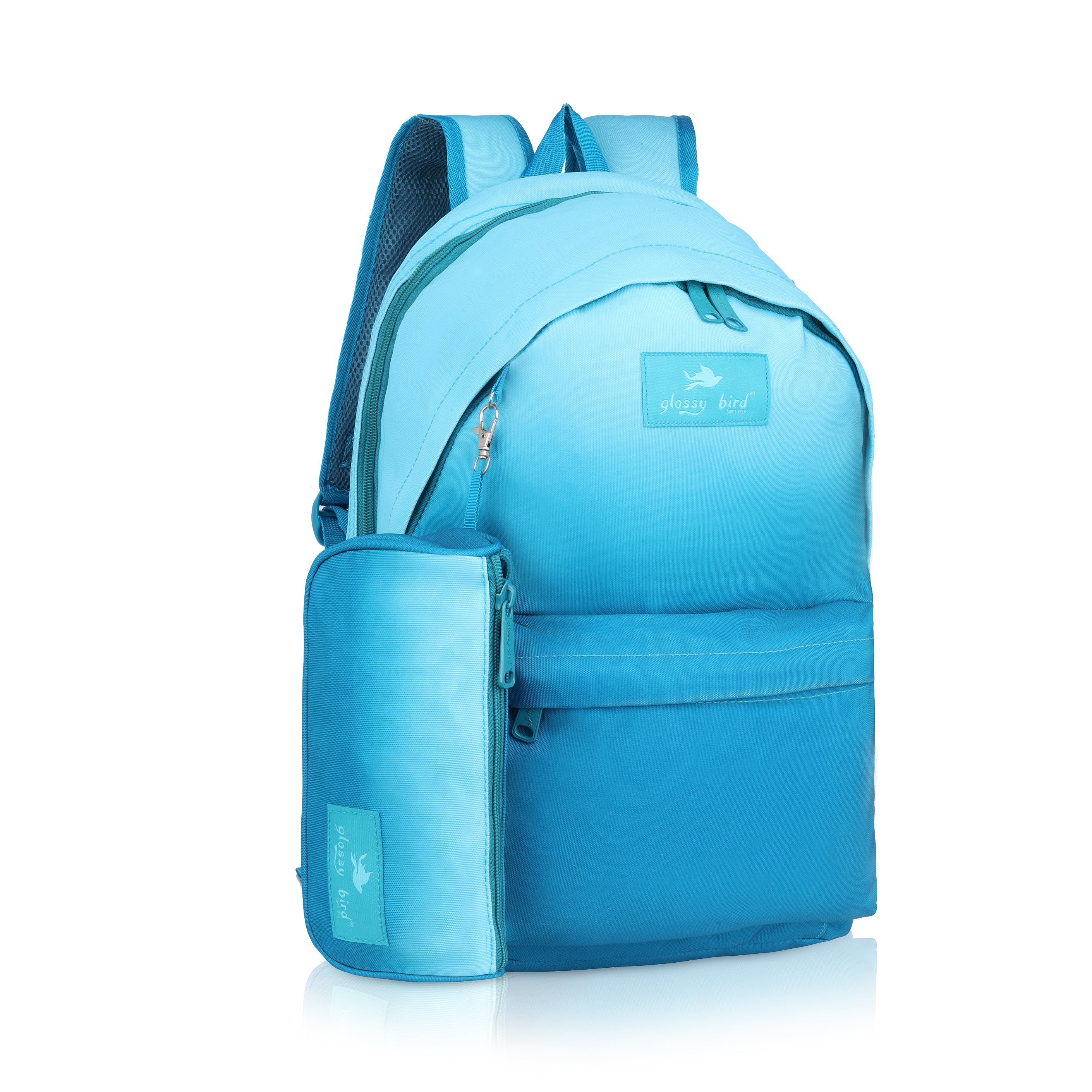 Echo Boomers Glossy Bird Backpack with Pouch – Casual Backpack with Compartments, Front Pocket, Bottle Holder – Ideal for School, College, Travel – Boys, Girls, Men, Women (Pink)
