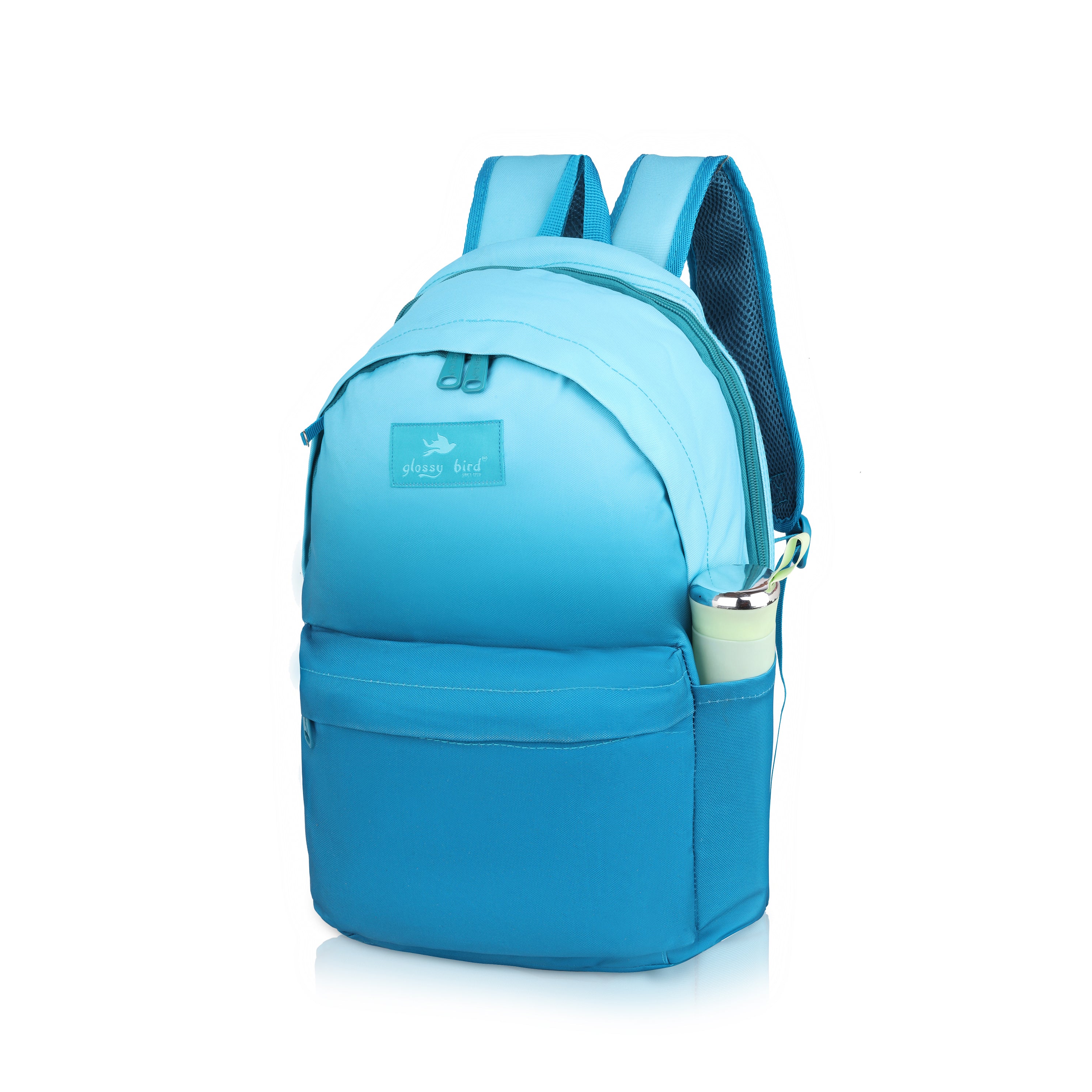 Echo Boomers Glossy Bird Backpack with Pouch – Casual Backpack with Compartments, Front Pocket, Bottle Holder – Ideal for School, College, Travel – Boys, Girls, Men, Women (Pink)