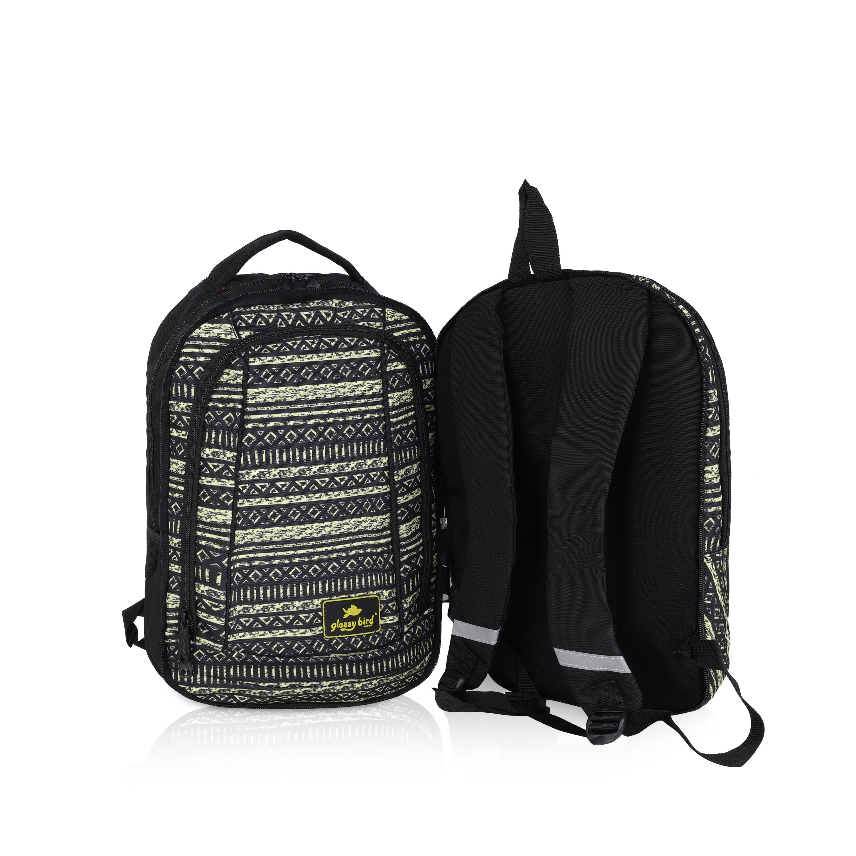 Echo Boomers Glossy Bird Unisex Backpack for School, Office & Travel – Water-Resistant, Lightweight Bag with 4 Compartments, Bottle Holder, Detachable Pouch & Ergonomic Straps (Purple)