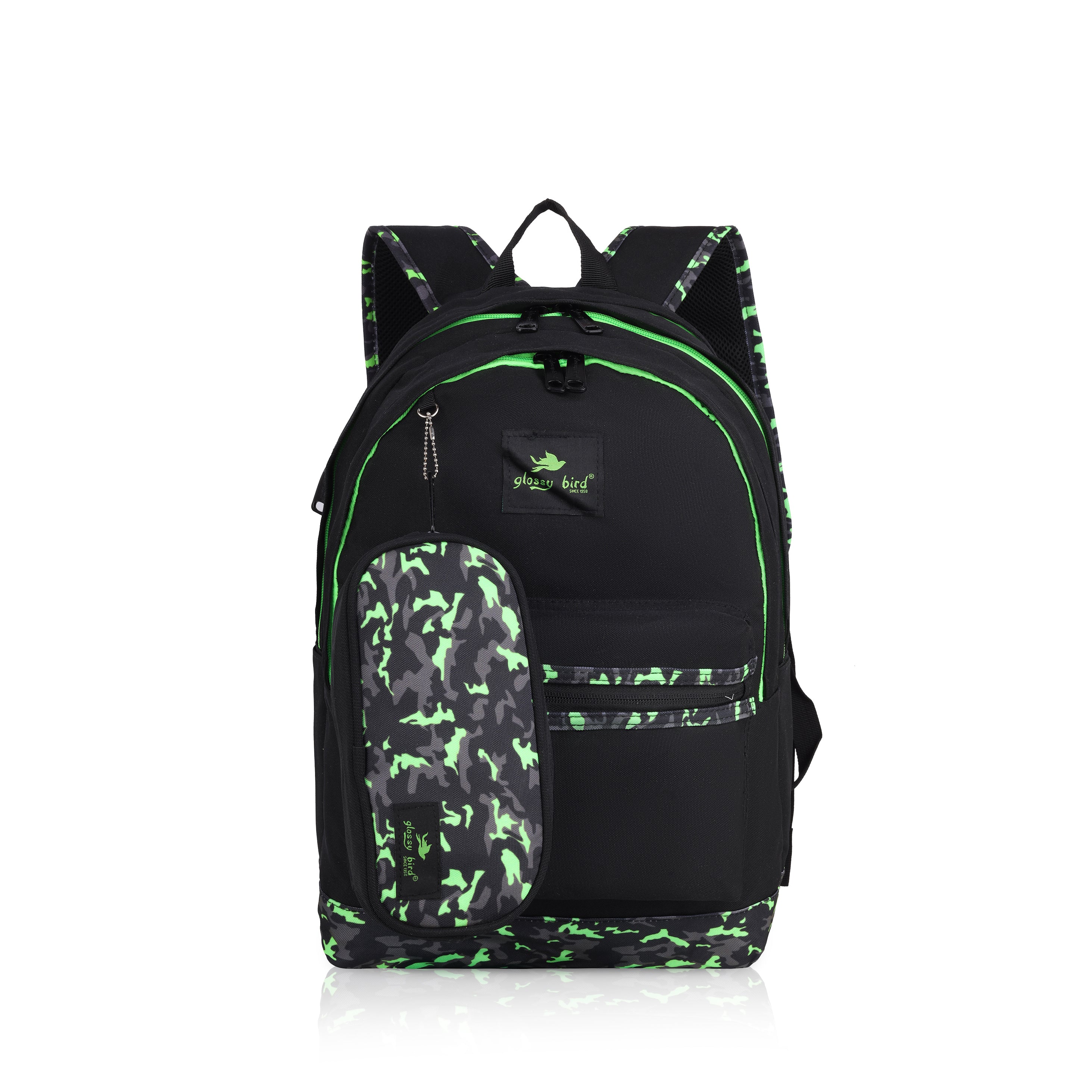 Echo Boomers Glossy Bird Backpack (PURPLE) – Water-Resistant School, Travel & Office Bag for Men & Women with Detachable Pouch, Padded Straps, Multi-Pockets & Reflective Strips