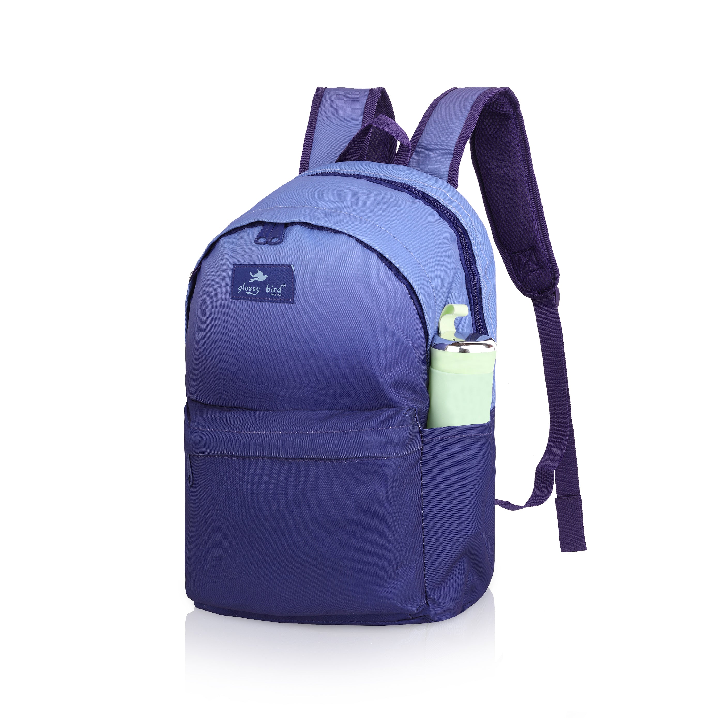 Echo Boomers Glossy Bird Backpack with Pouch – Casual Backpack with Compartments, Front Pocket, Bottle Holder – Ideal for School, College, Travel – Boys, Girls, Men, Women (Pink)