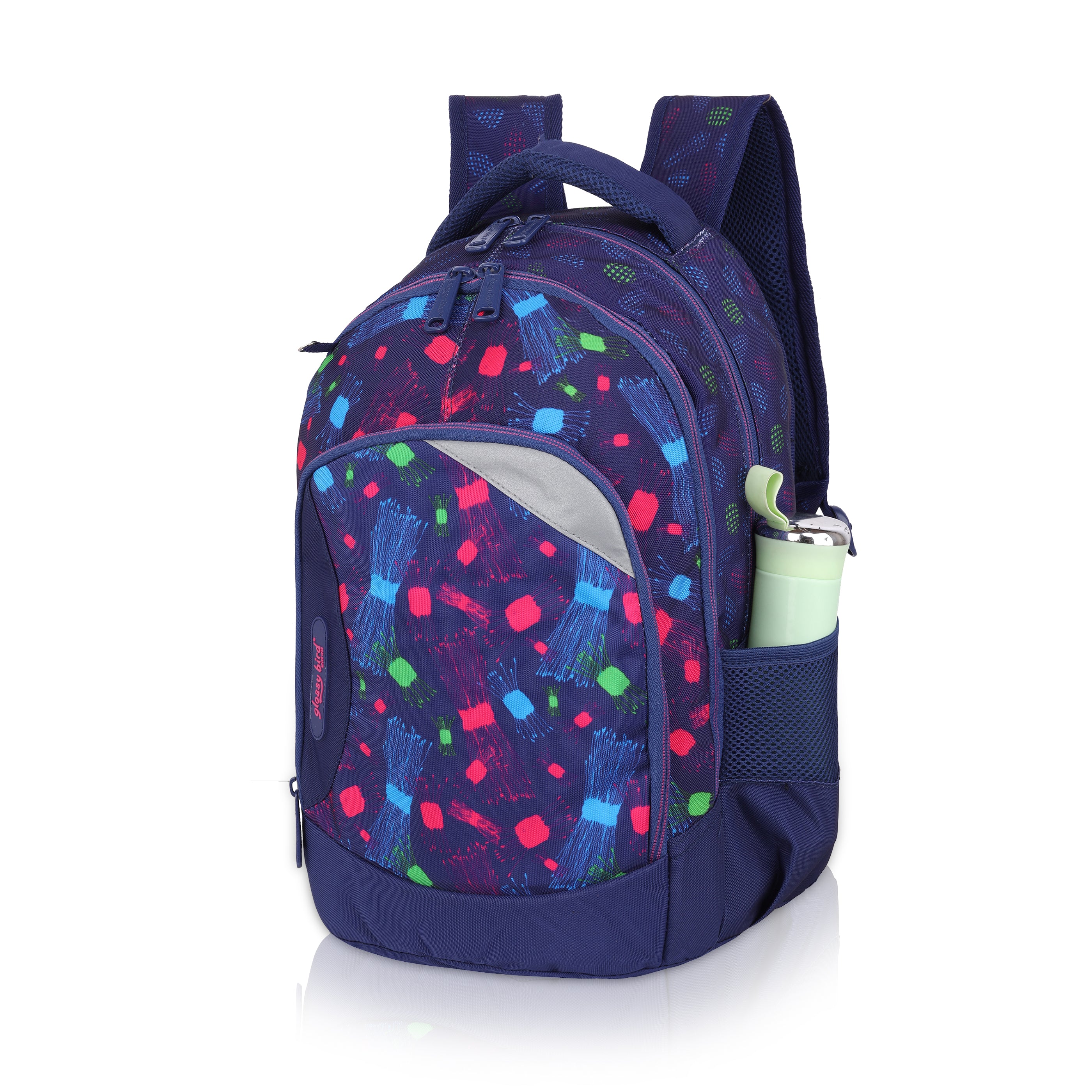 Echo Boomers Glossy Bird Backpack (BLACK) – Lightweight Water-Resistant School Bag for Girls & Boys with Detachable Pouch & Bottle Holder – Stylish Multi-Pocket Travel Backpack