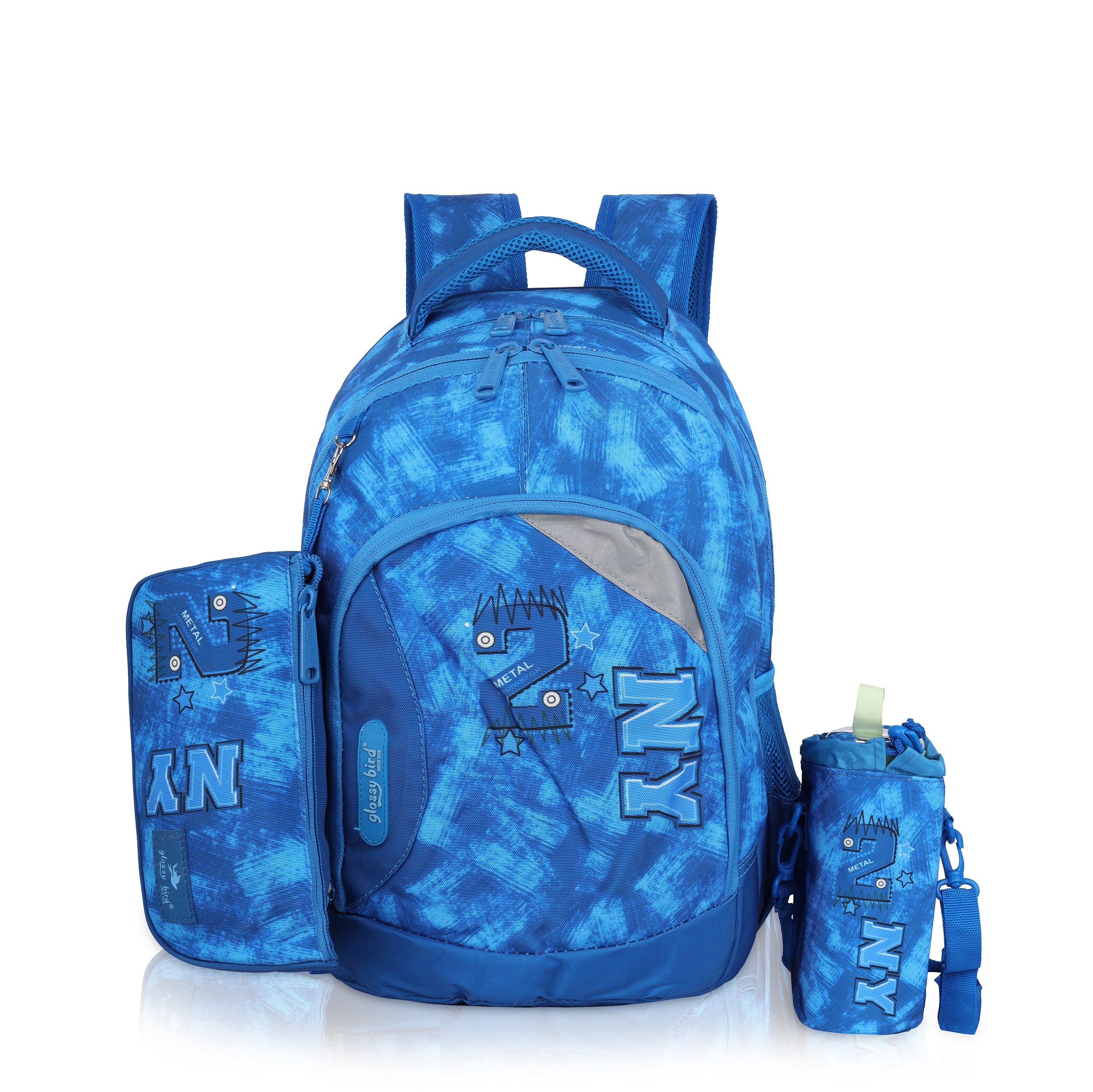 Echo Boomers -Orange Glossy Bird Backpack – Unisex, Water-Resistant with Detachable Pouch & Bottle Holder – Ideal for School, College & Travel