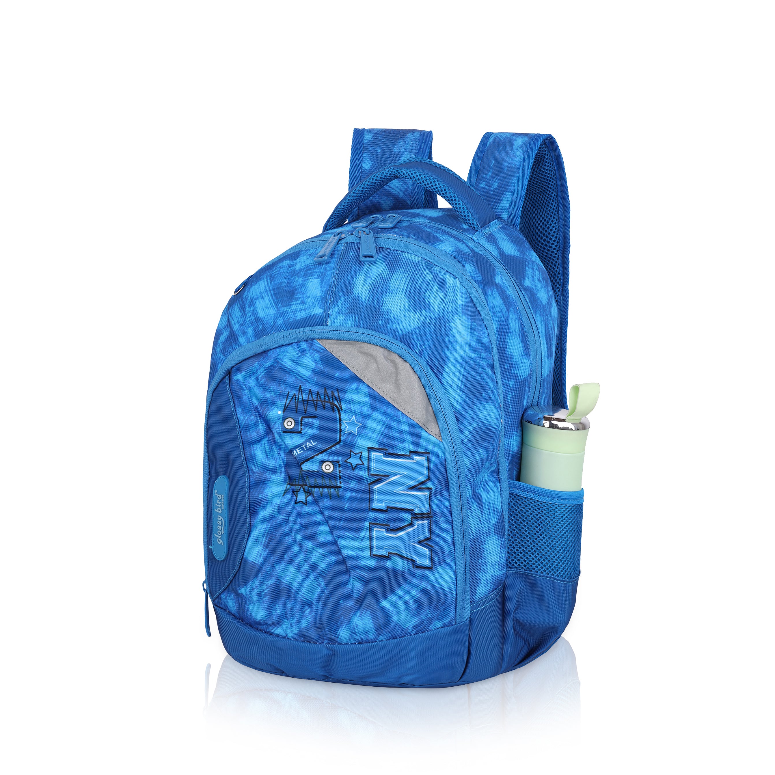 Echo Boomers -Orange Glossy Bird Backpack – Unisex, Water-Resistant with Detachable Pouch & Bottle Holder – Ideal for School, College & Travel