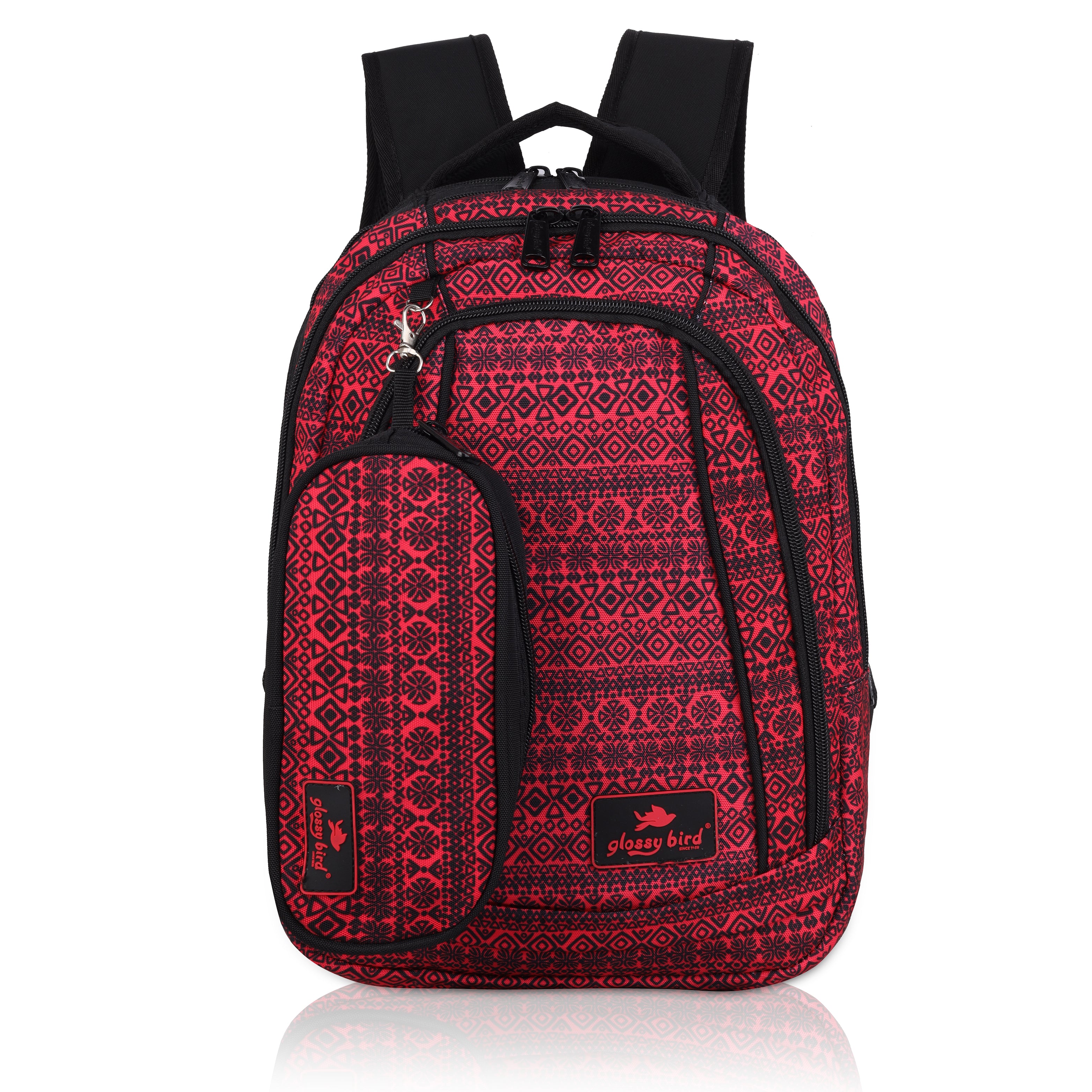 Echo Boomers Glossy Bird Unisex Backpack for School, Office & Travel – Water-Resistant, Lightweight Bag with 4 Compartments, Bottle Holder, Detachable Pouch & Ergonomic Straps (Purple)