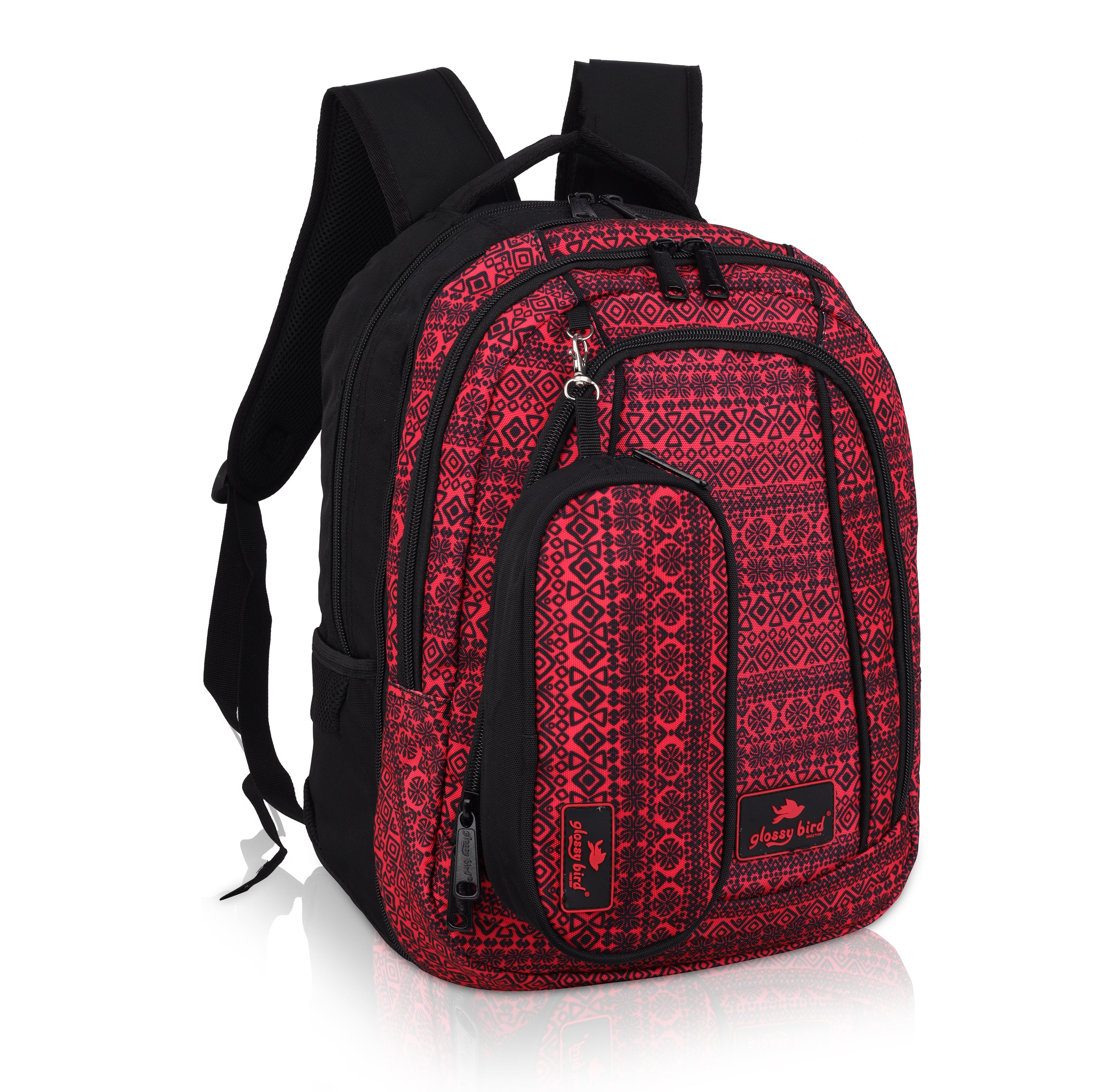 Echo Boomers Glossy Bird Unisex Backpack for School, Office & Travel – Water-Resistant, Lightweight Bag with 4 Compartments, Bottle Holder, Detachable Pouch & Ergonomic Straps (Purple)