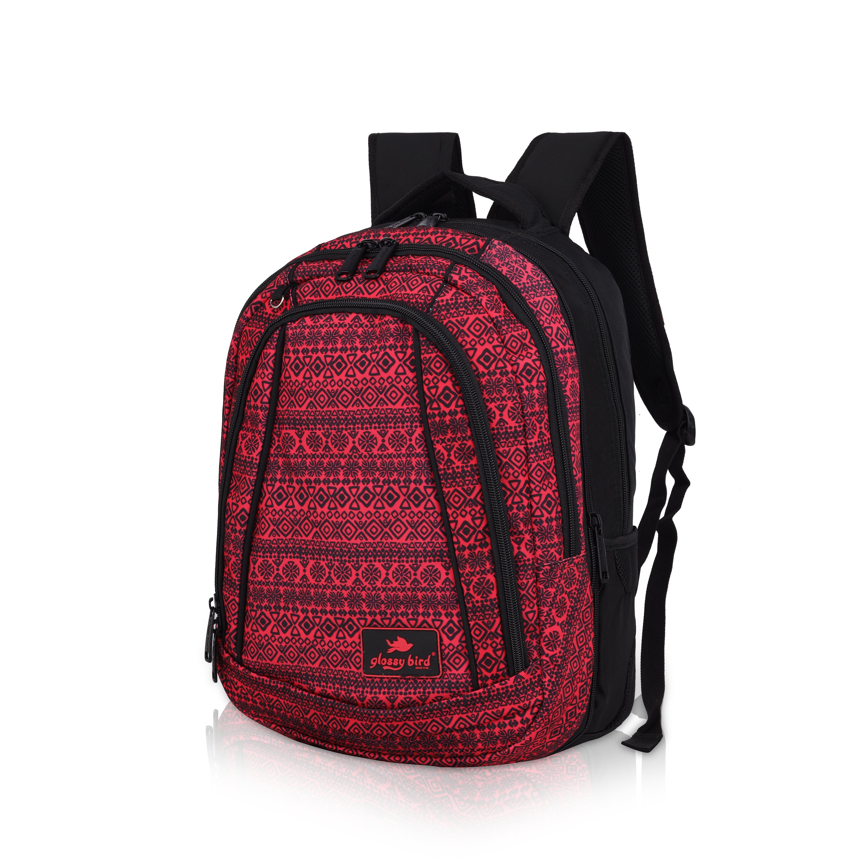 Echo Boomers Glossy Bird Unisex Backpack for School, Office & Travel – Water-Resistant, Lightweight Bag with 4 Compartments, Bottle Holder, Detachable Pouch & Ergonomic Straps (Purple)