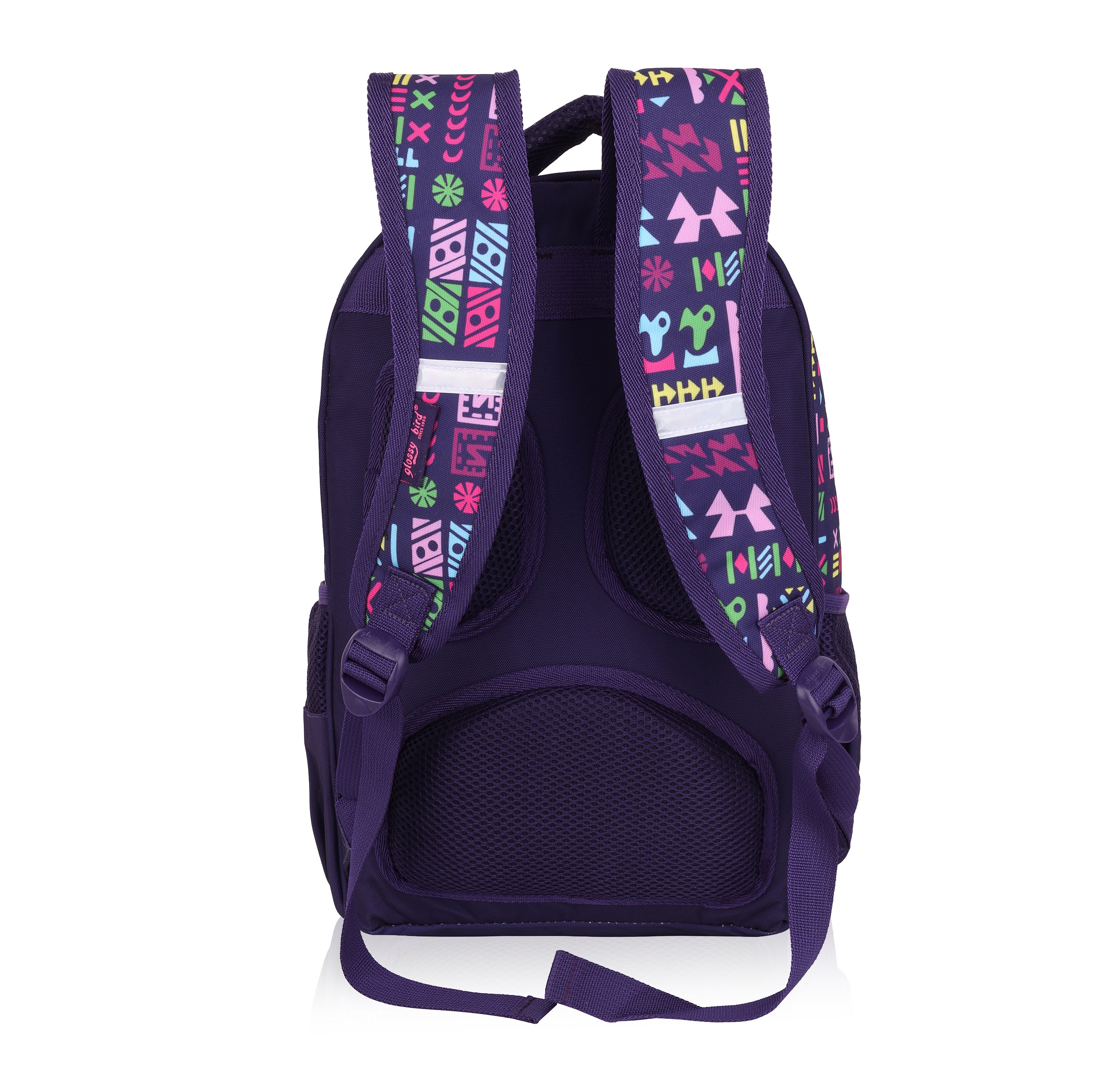 Echo Boomers Glossy Bird Backpack (BLACK) – Lightweight Water-Resistant School Bag for Girls & Boys with Detachable Pouch & Bottle Holder – Stylish Multi-Pocket Travel Backpack