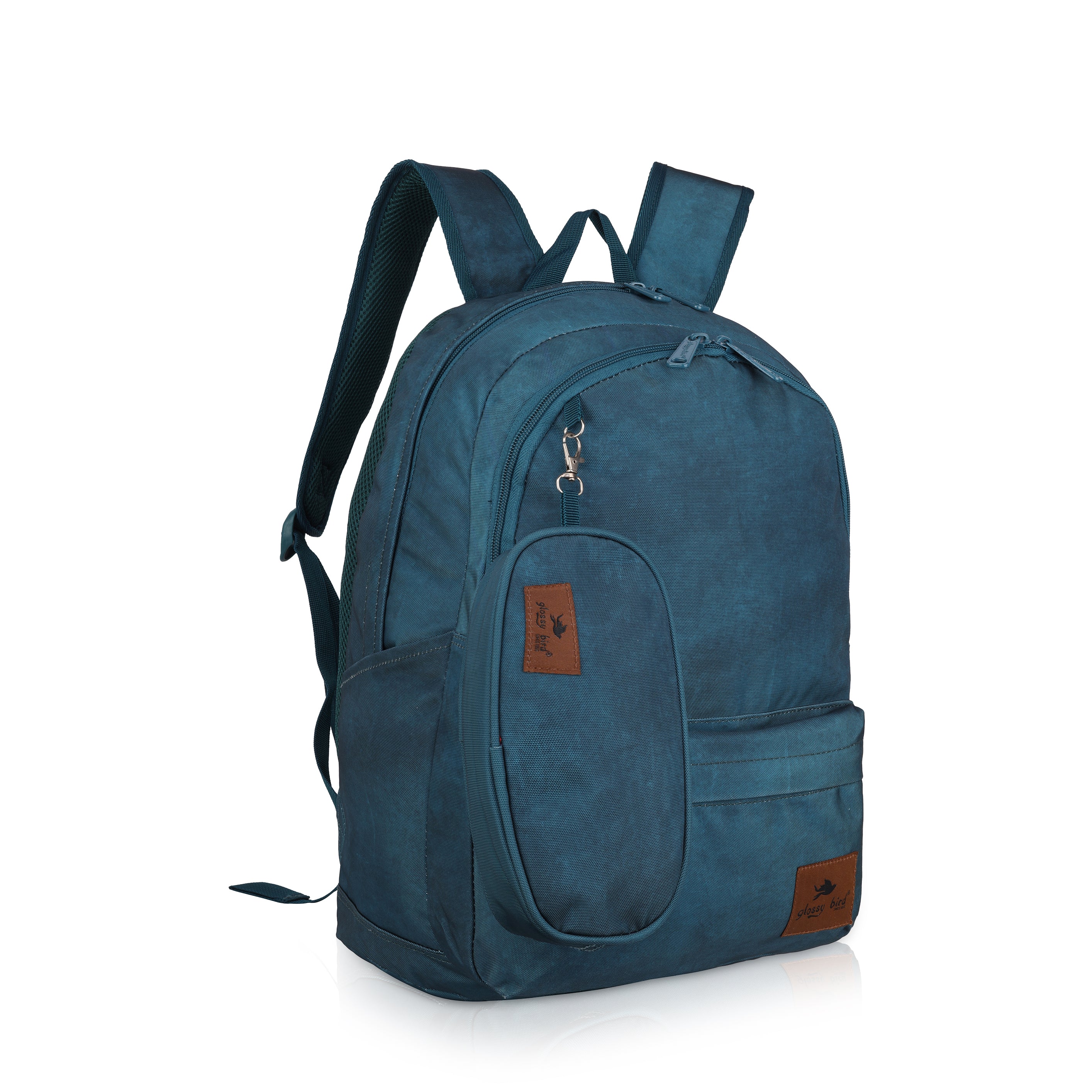 Echo Boomers Glossy Bird Backpack by Echo Boomers – Water-Resistant Bag with 3 Compartments, Bottle Holder, Padded Straps & Detachable Pouch – Ideal for School & Travel (Blue)