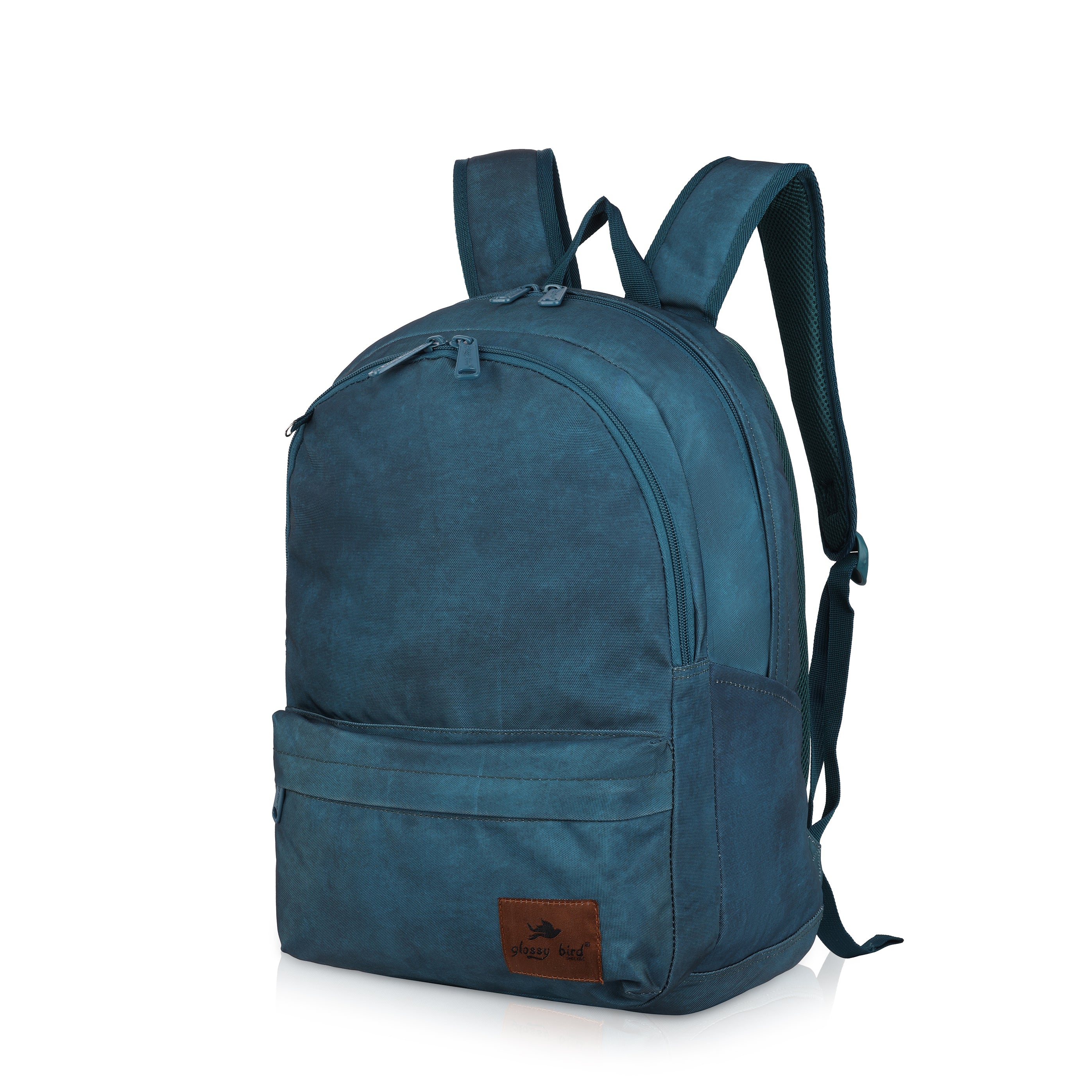 Echo Boomers Glossy Bird Backpack by Echo Boomers – Water-Resistant Bag with 3 Compartments, Bottle Holder, Padded Straps & Detachable Pouch – Ideal for School & Travel (Blue)