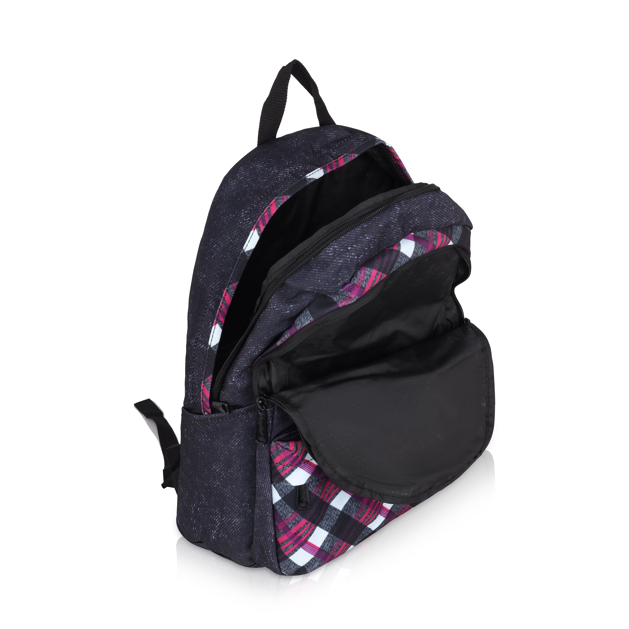 Echo Boomers Glossy Bird 21L Unisex Backpack with Pouch – Stylish Check Design, 3 Compartments, Front Pocket, Bottle Holder – Water-Resistant School, Travel, Office Bag (Yellow