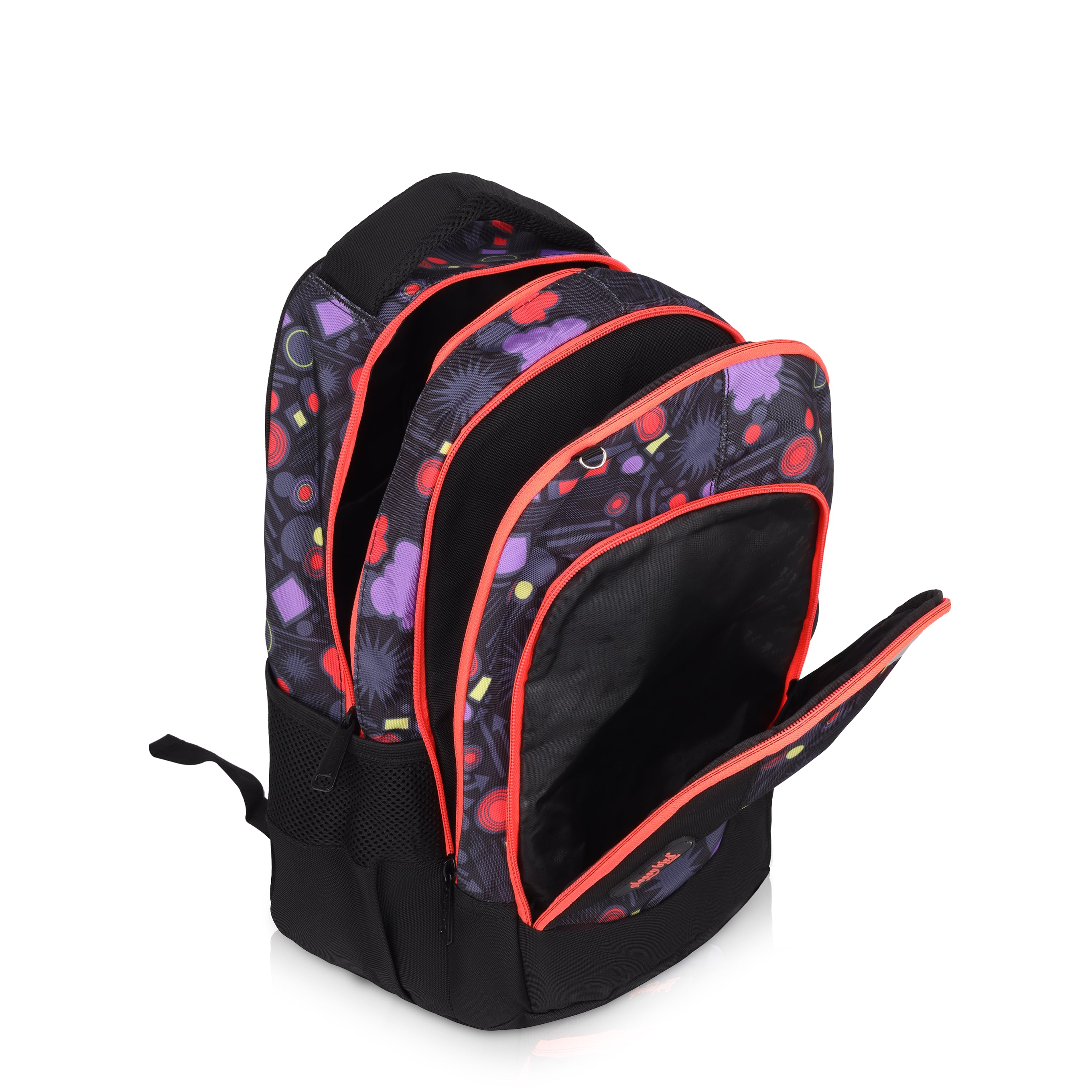 Echo Boomers Glossy Bird Backpack (BLACK) – Lightweight Water-Resistant School Bag for Girls & Boys with Detachable Pouch & Bottle Holder – Stylish Multi-Pocket Travel Backpack
