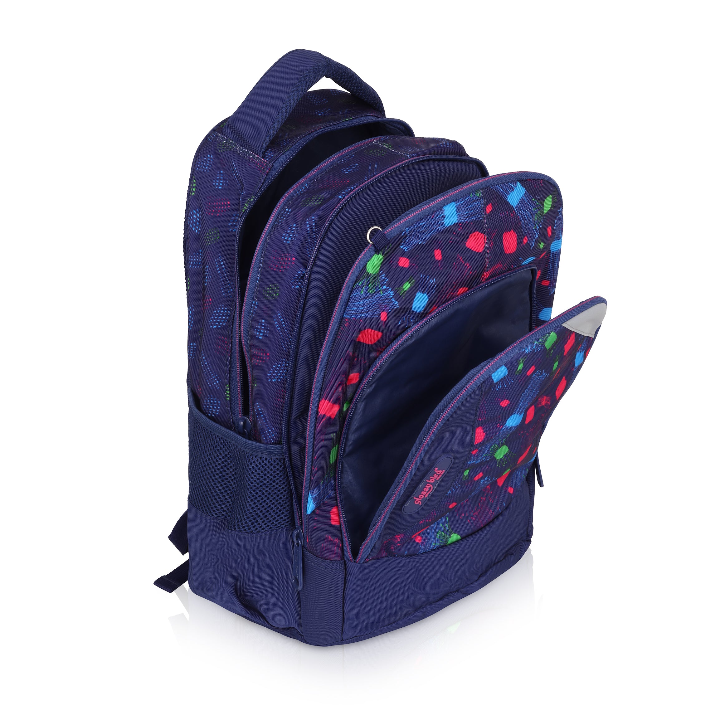 Echo Boomers Glossy Bird Backpack (BLACK) – Lightweight Water-Resistant School Bag for Girls & Boys with Detachable Pouch & Bottle Holder – Stylish Multi-Pocket Travel Backpack