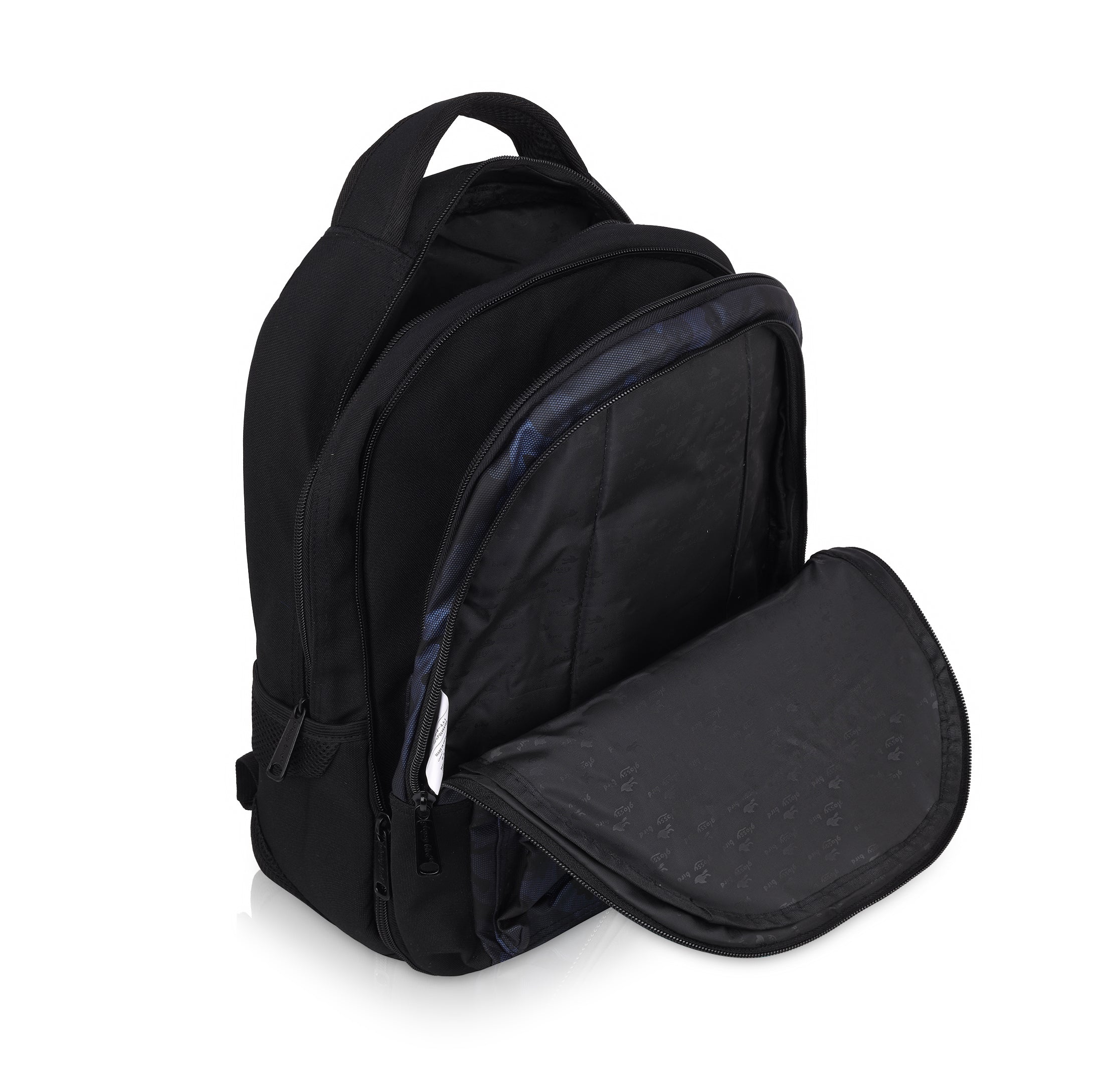 Echo Boomers Glossy Bird Backpack – Water-Resistant Unisex Bag with 4 Compartments, Bottle Holder, Detachable Pouch & Padded Straps – Travel & School Backpack (SKY)
