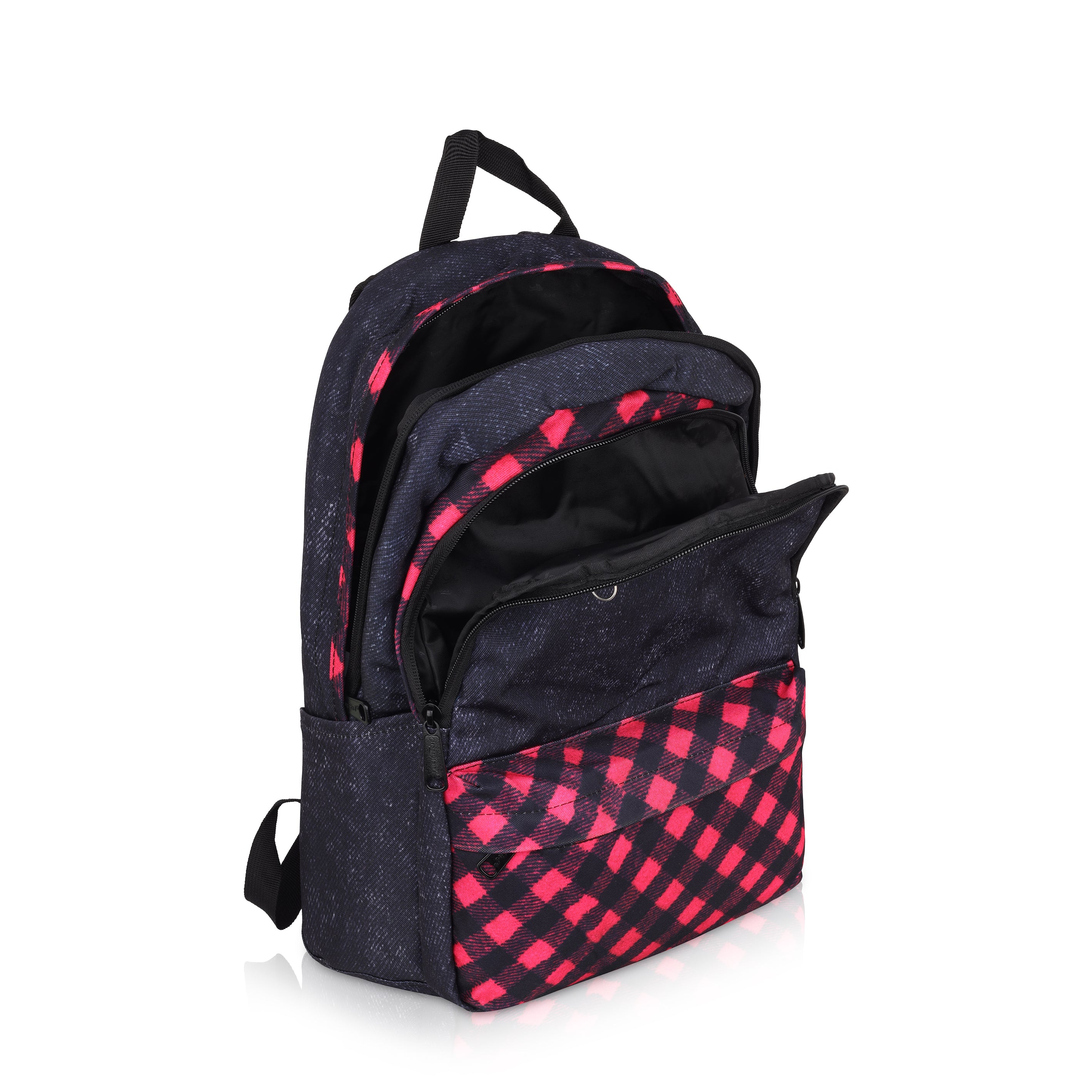 Echo Boomers Glossy Bird 21L Unisex Backpack with Pouch – Stylish Check Design, 3 Compartments, Front Pocket, Bottle Holder – Water-Resistant School, Travel, Office Bag (Yellow