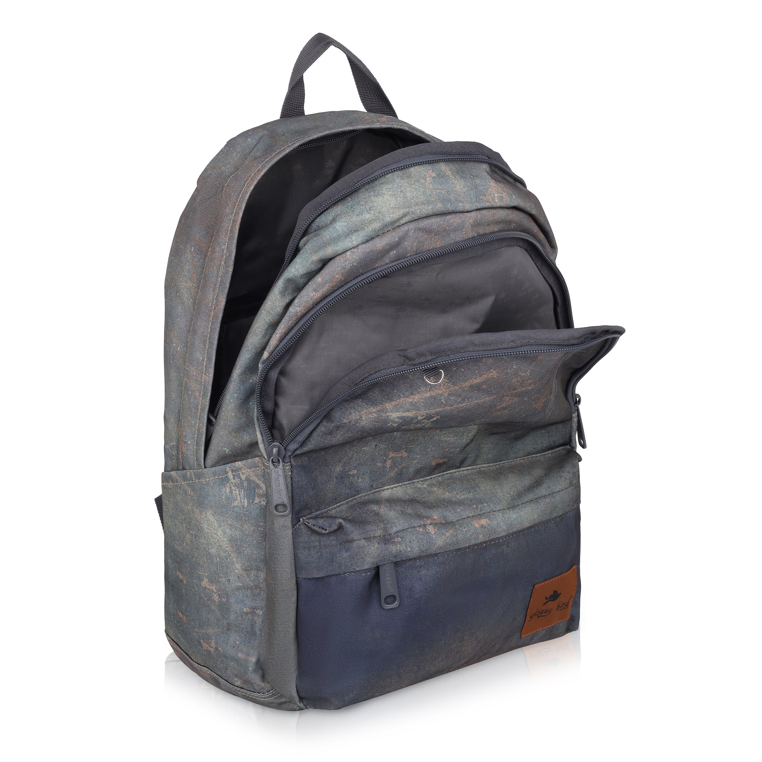 Echo Boomers Glossy Bird Backpack – Water-Resistant Stylish Bag with 3 Compartments, Bottle Holder, Detachable Pouch & Padded Straps – School & Travel Bag (AQUA)