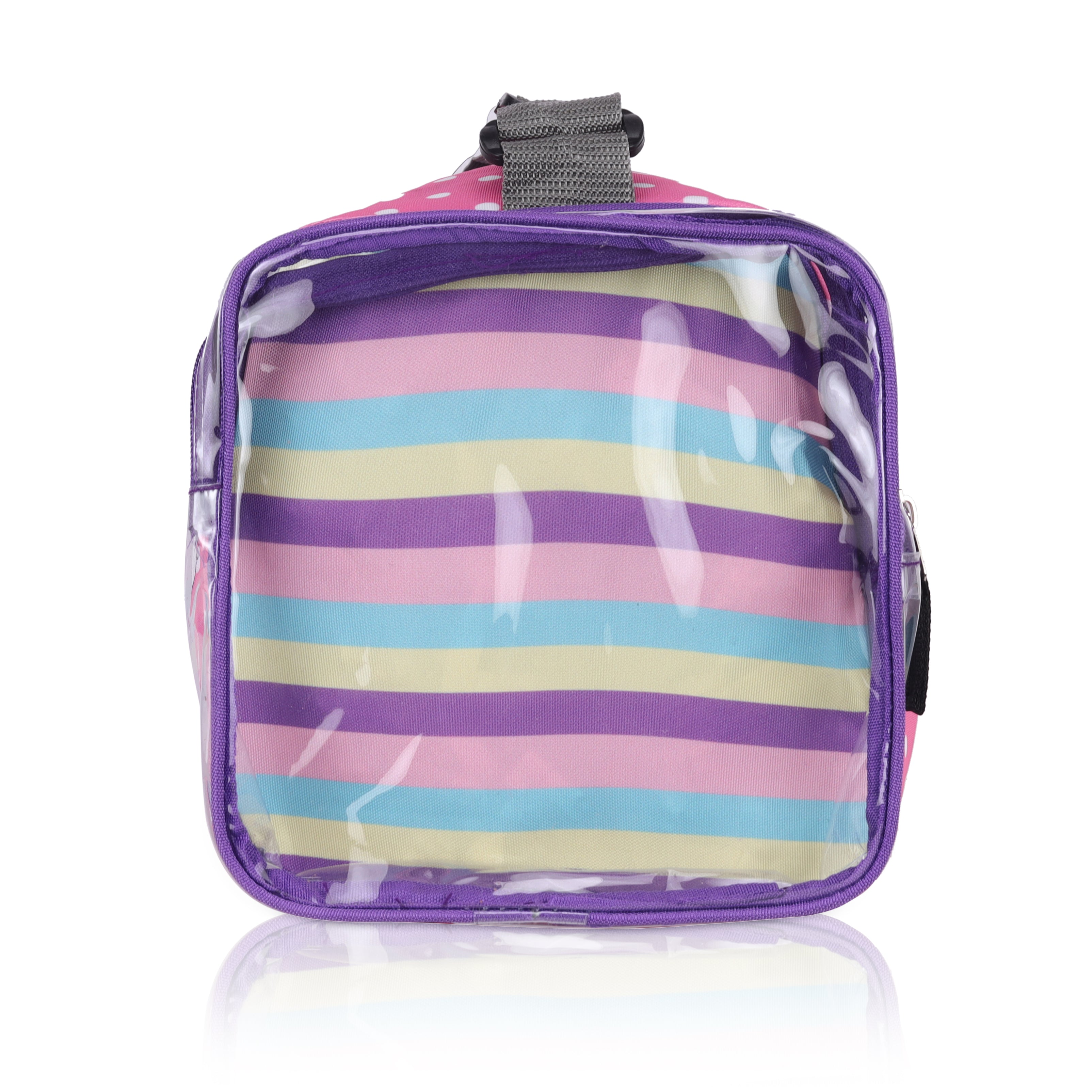 Echo Boomers Pink Magic Print Square Travel Duffle Gym Luggage Bag with PVC Side Compartments