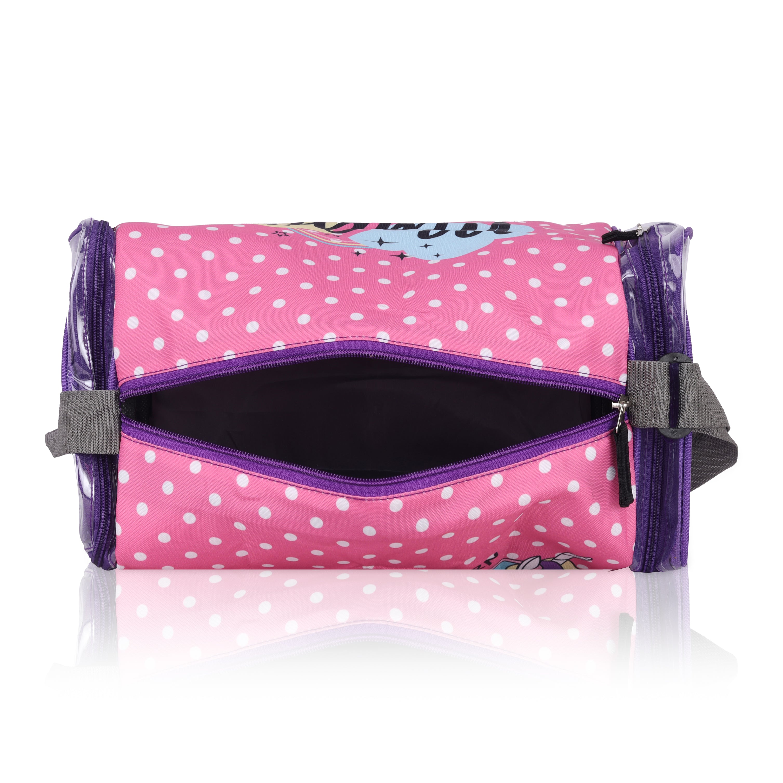 Echo Boomers Pink Magic Print Square Travel Duffle Gym Luggage Bag with PVC Side Compartments