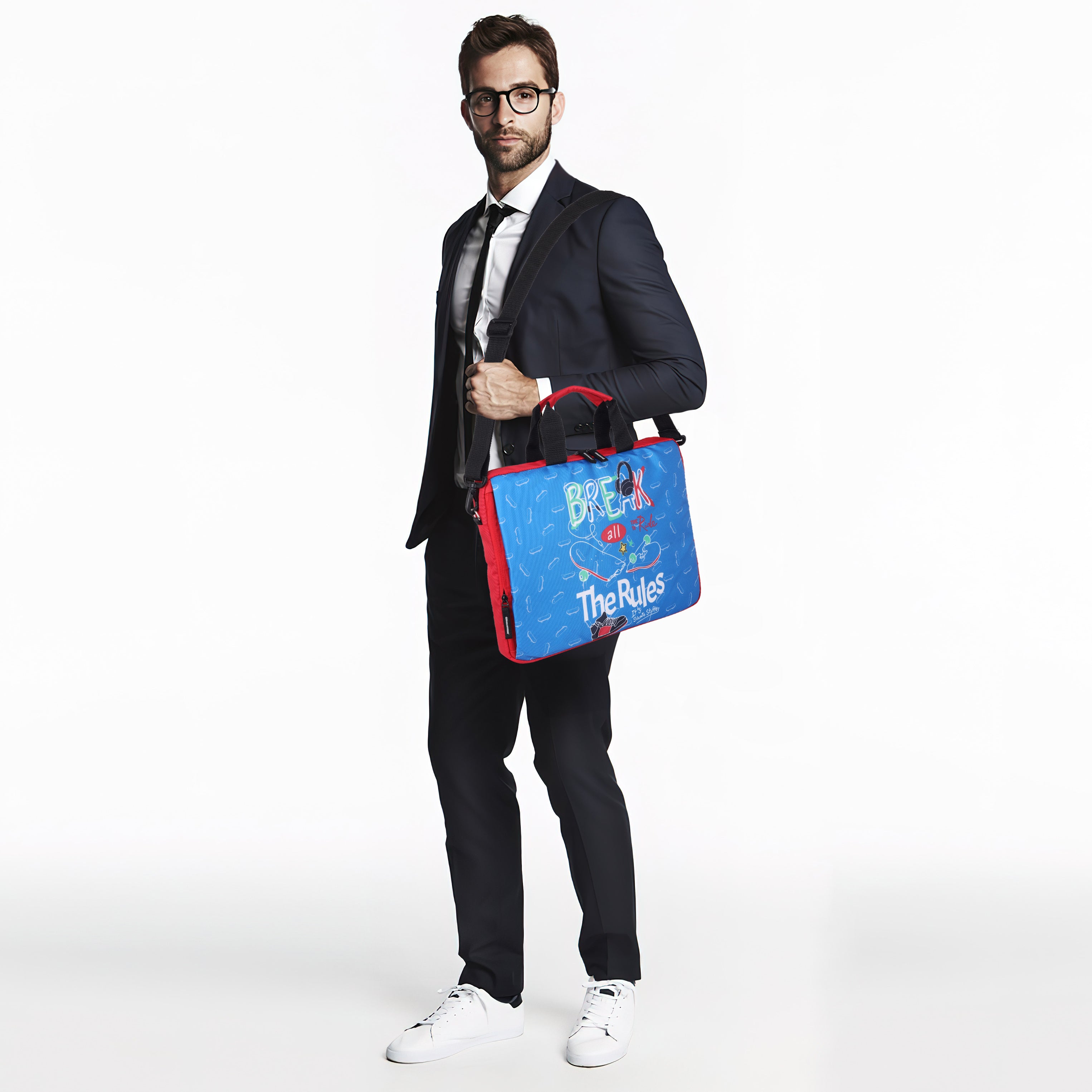 Echo Boomers “Break the Rules” Skateboard-Themed Laptop Sling Bag – 15 Inch Stylish Office & School Messenger Bag for Boys & Teens