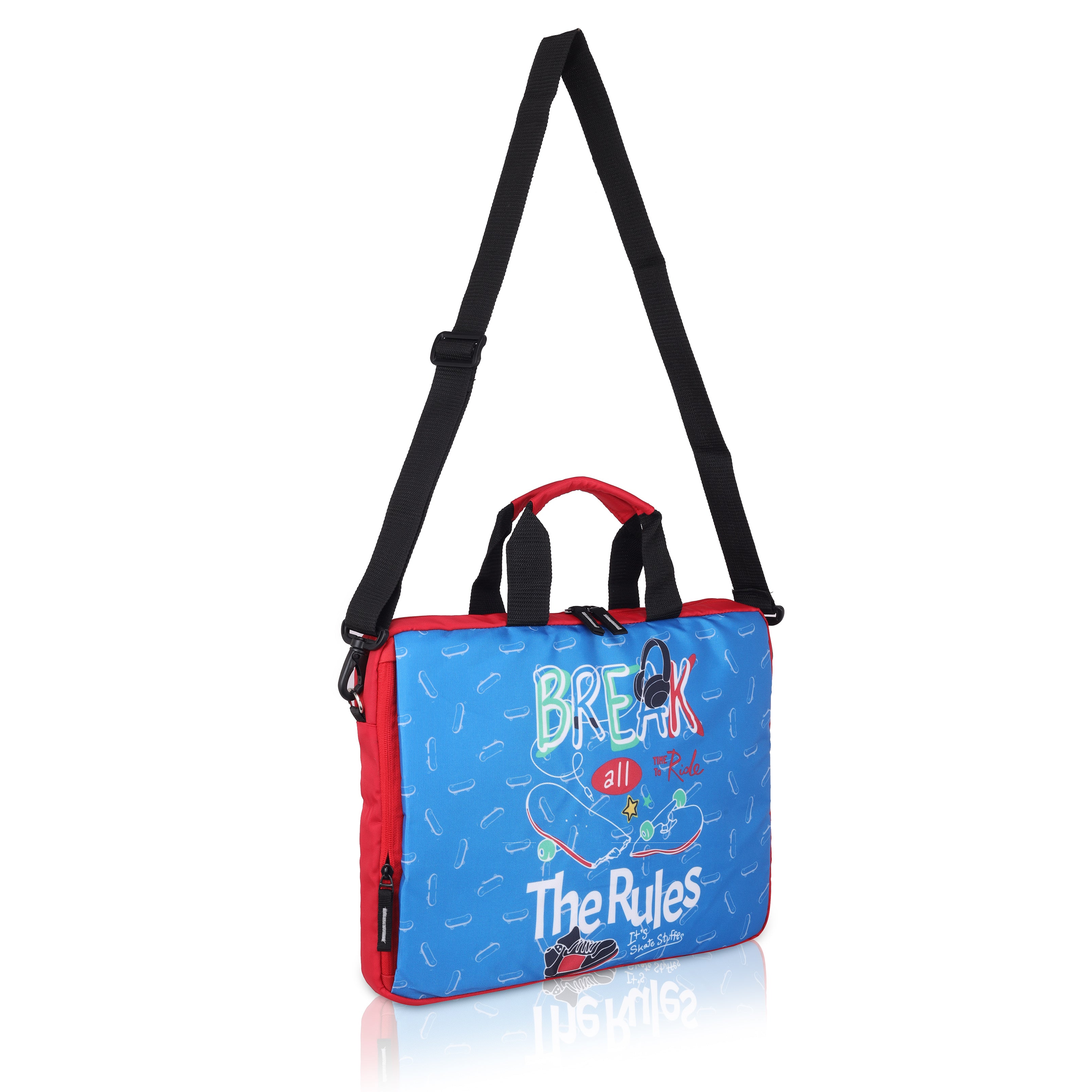 Echo Boomers “Break the Rules” Skateboard-Themed Laptop Sling Bag – 15 Inch Stylish Office & School Messenger Bag for Boys & Teens