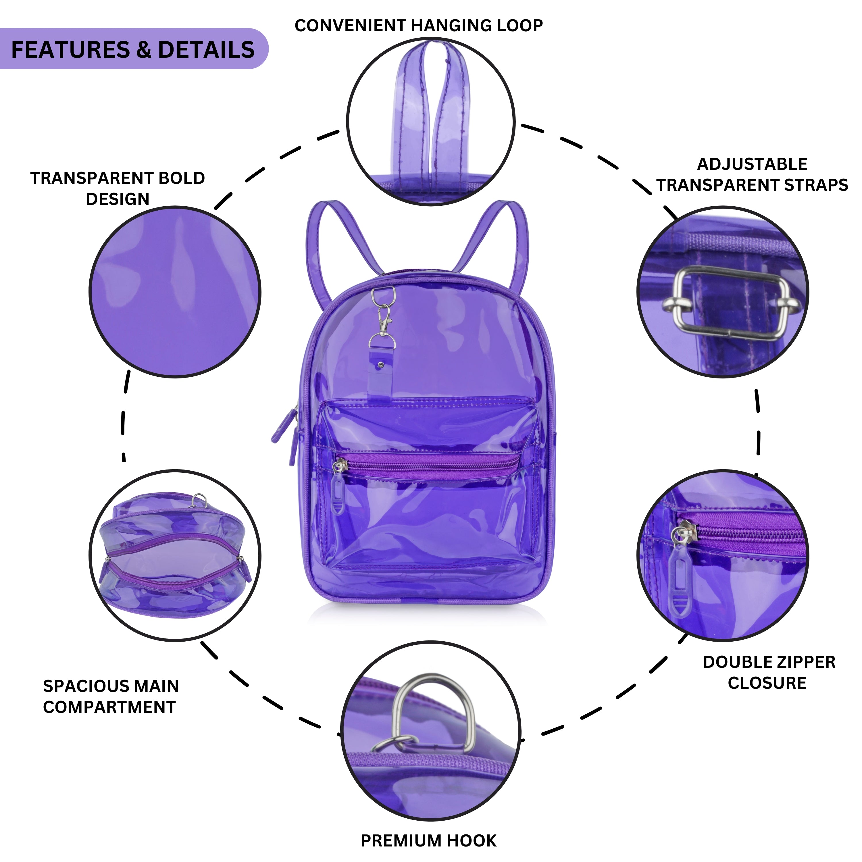 Echo Boomers Stylish Transparent Jelly Backpack | Trendy Neon Yellow Clear Bag | 50 GSM Waterproof PVC School, College & Travel Backpack with Front Zipper Pocket