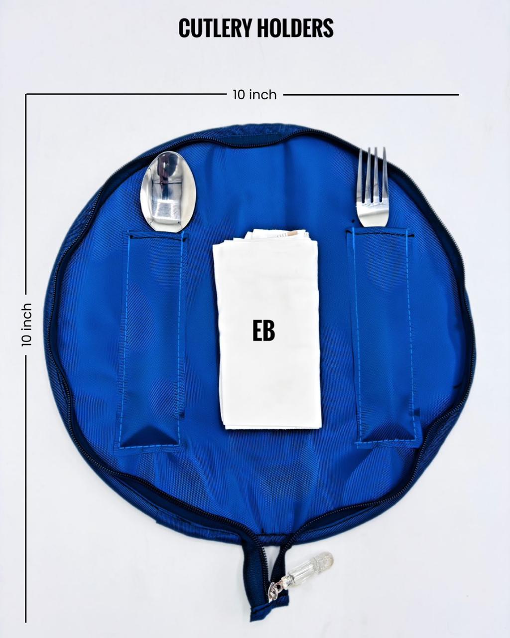 Echo Boomers Multi design & Theme Round Folding Dining Mat for Kids | 10 x 10 Inch Cutlery Holder | Portable Kids Lunch Mat with Spoon & Fork Pockets