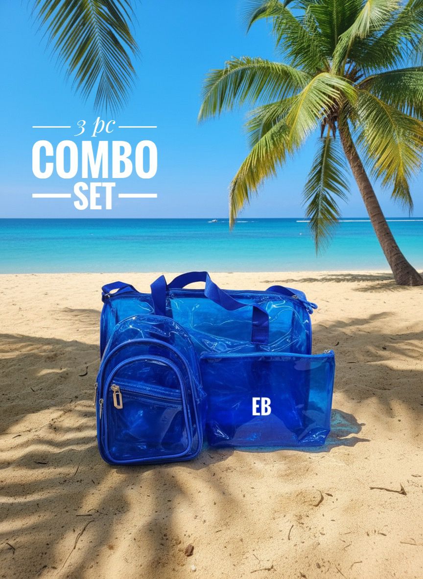 Echo Boomers Premium Orange PVC Transparent Bag Combo Set (3 pcs) – Duffel Bag, Mini Backpack & Pouch | Waterproof Travel, Gym & Toiletry Organizer for Men & Women