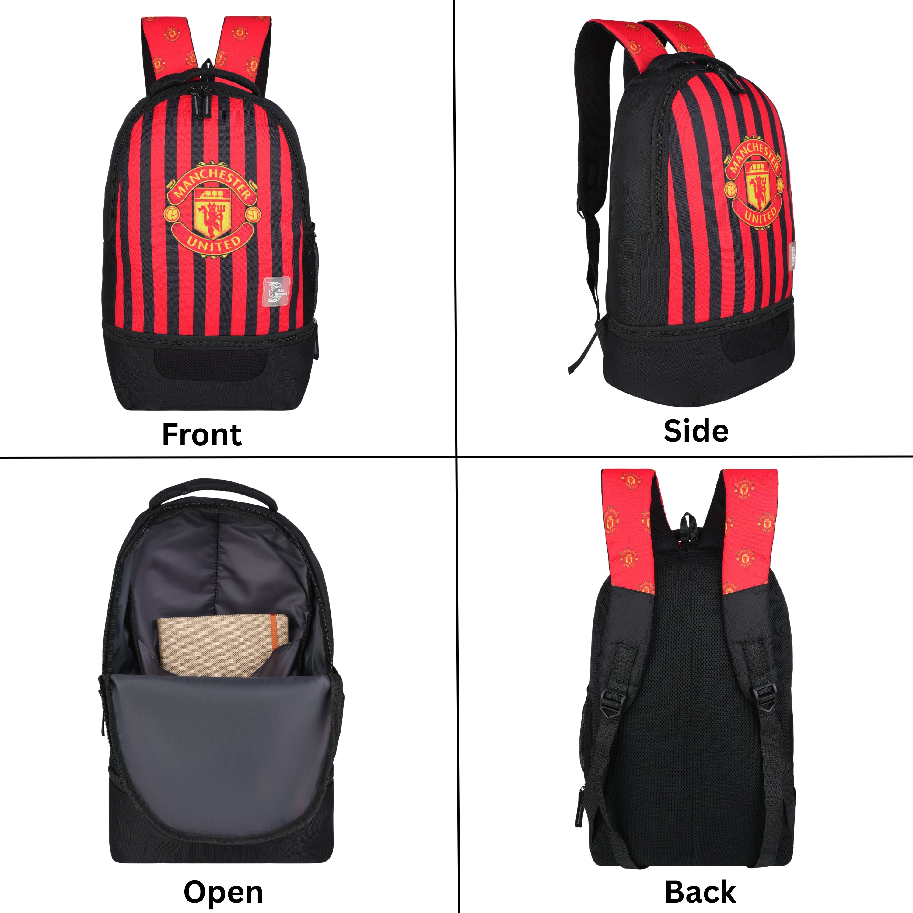 Echo Boomers Manchester United Sports Backpack with Separate Football Compartment | Student Sports Backpack with Adjustable Straps, Sturdy Handle & High Quality Zippers