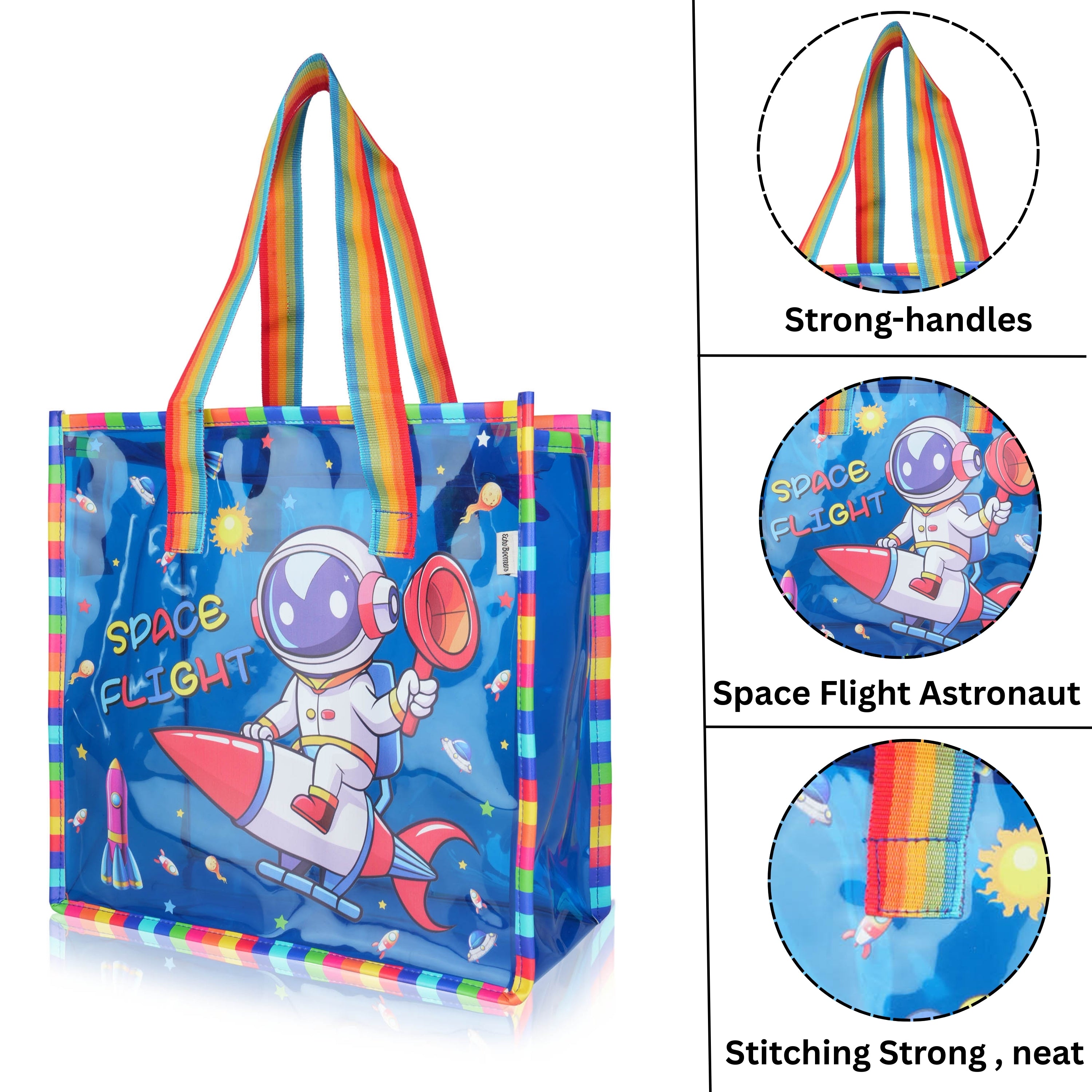 Echo Boomers Jelly Green Transparent Tote Bag for Girls & Boys | UV Printed Let’s Travel Design | Waterproof PVC Handbag | Lightweight Shopping, Outdoor, Beach & Swimming Carry Bag