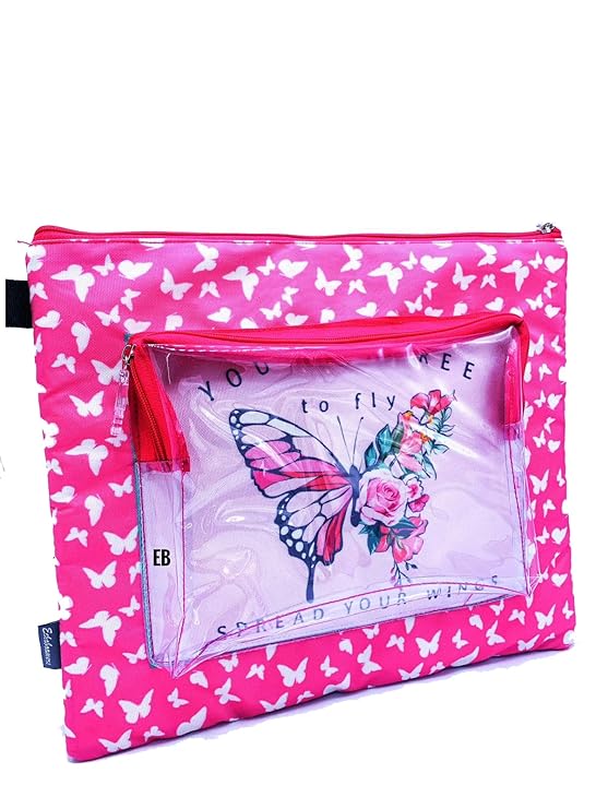 Echo Boomers Butterfly Print Laptop Sleeve Multi Zipper Utility Pockets Pouch