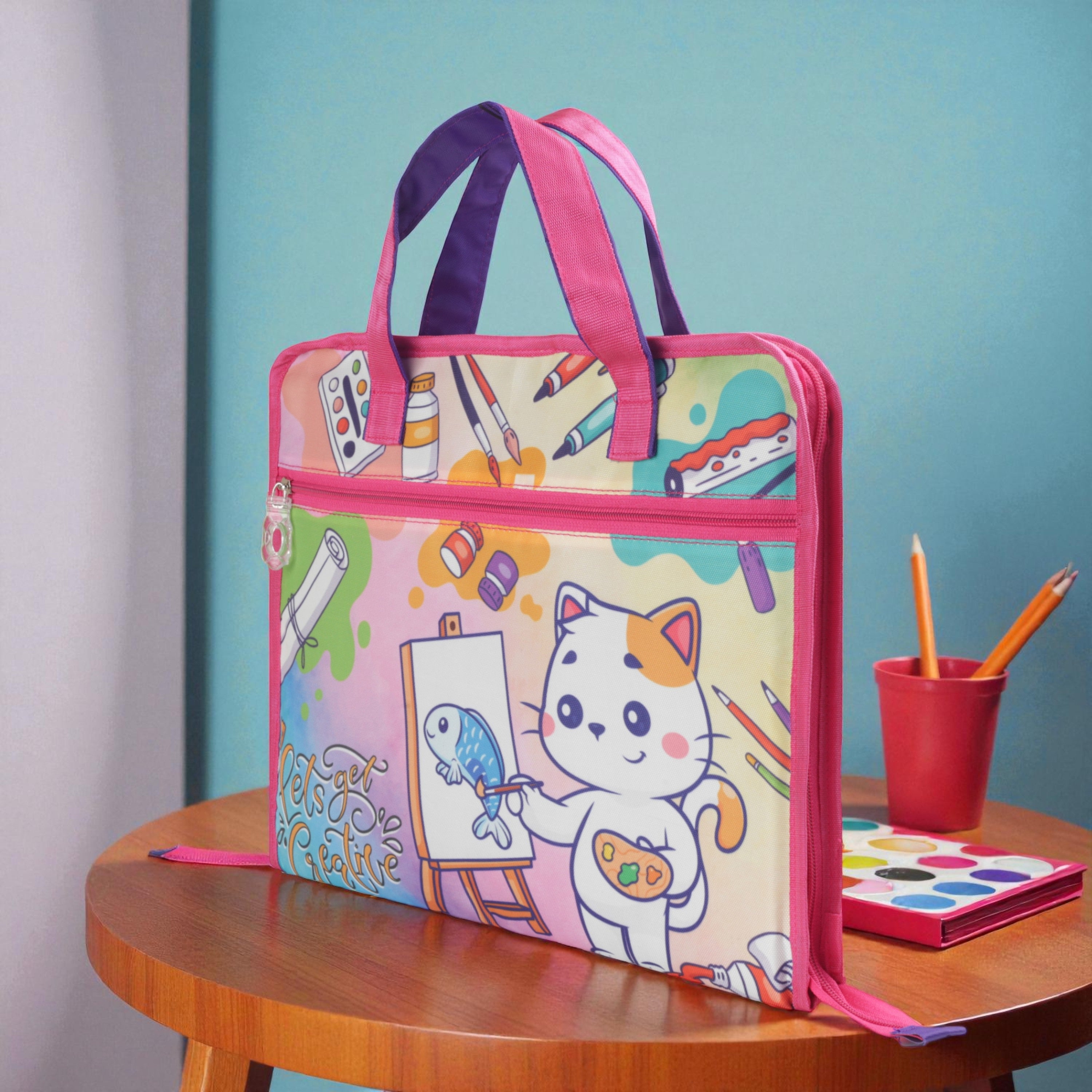 Echo Boomers A4 Kids Drawing Bag | Art & Stationery Organizer with Zipper Pocket