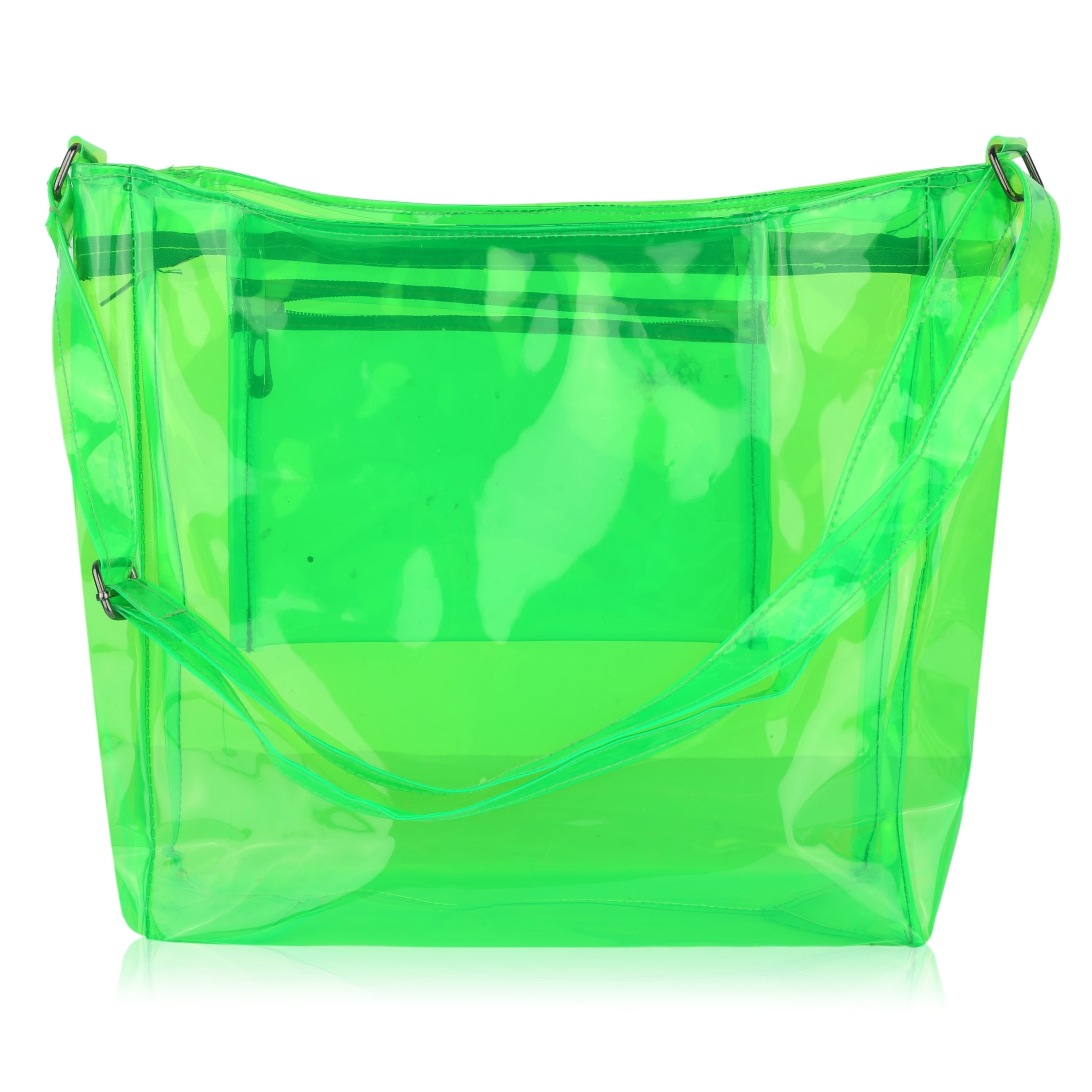 Echo Boomers Transparent Shoulder Bag – Neon Orange, Pink, Green ,Purple, Yellow & Blue| Stylish, Spacious, Durable & Multipurpose PVC Tote
