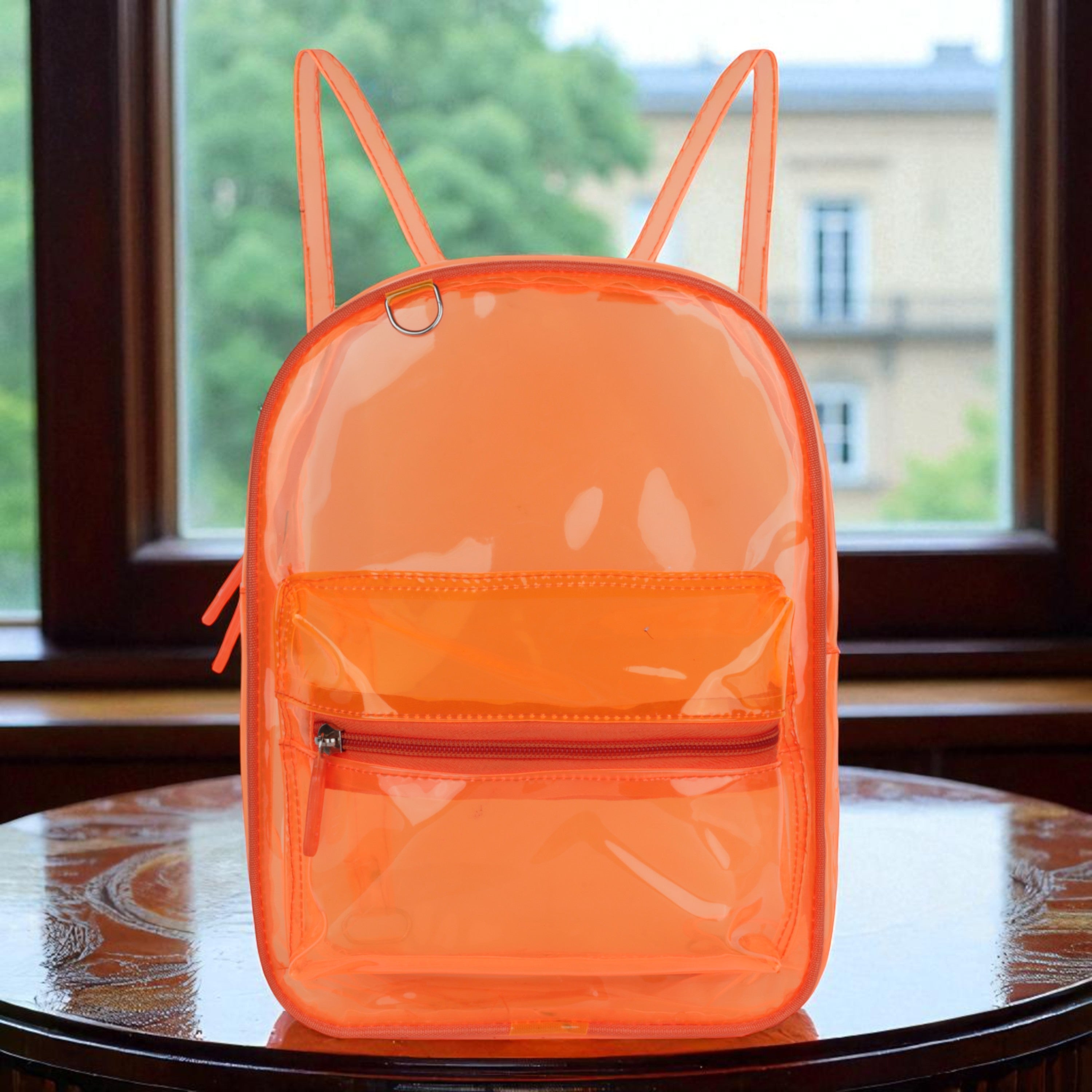 Echo Boomers Stylish Transparent Jelly Backpack | Trendy Neon Yellow Clear Bag | 50 GSM Waterproof PVC School, College & Travel Backpack with Front Zipper Pocket