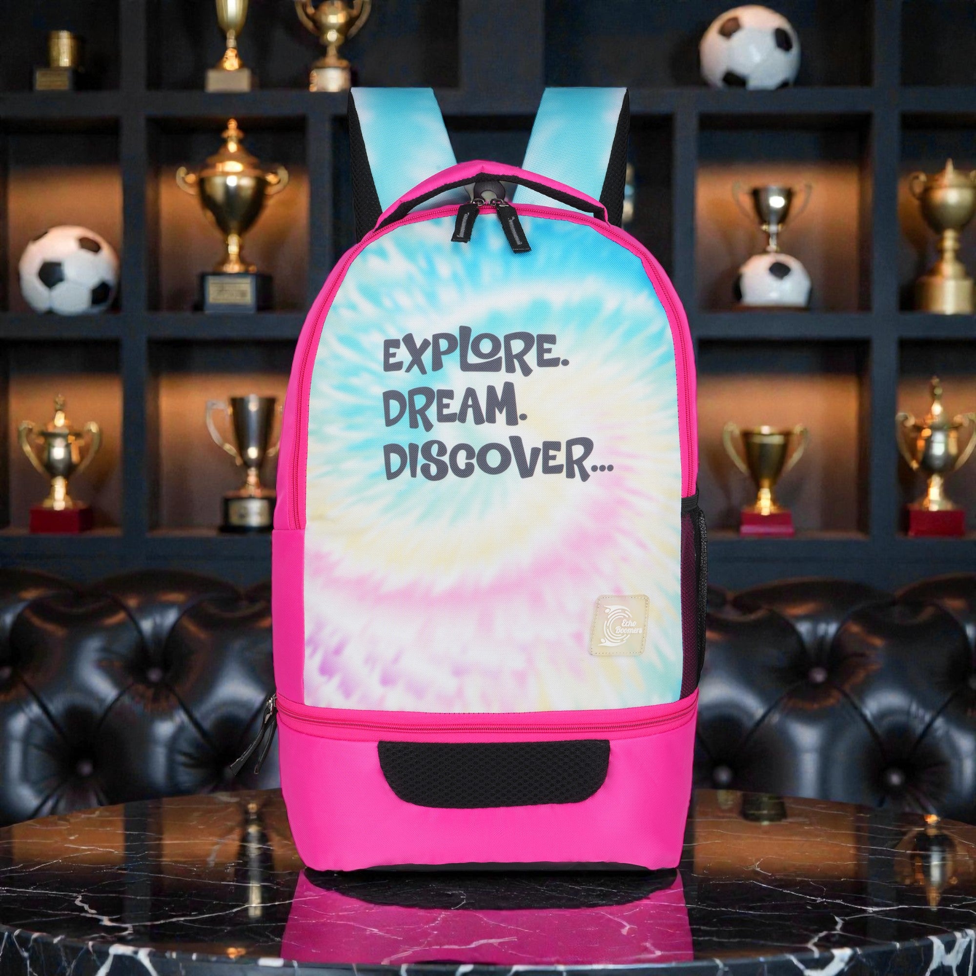 Echo Boomers Manchester United Sports Backpack with Separate Football Compartment | Student Sports Backpack with Adjustable Straps, Sturdy Handle & High Quality Zippers