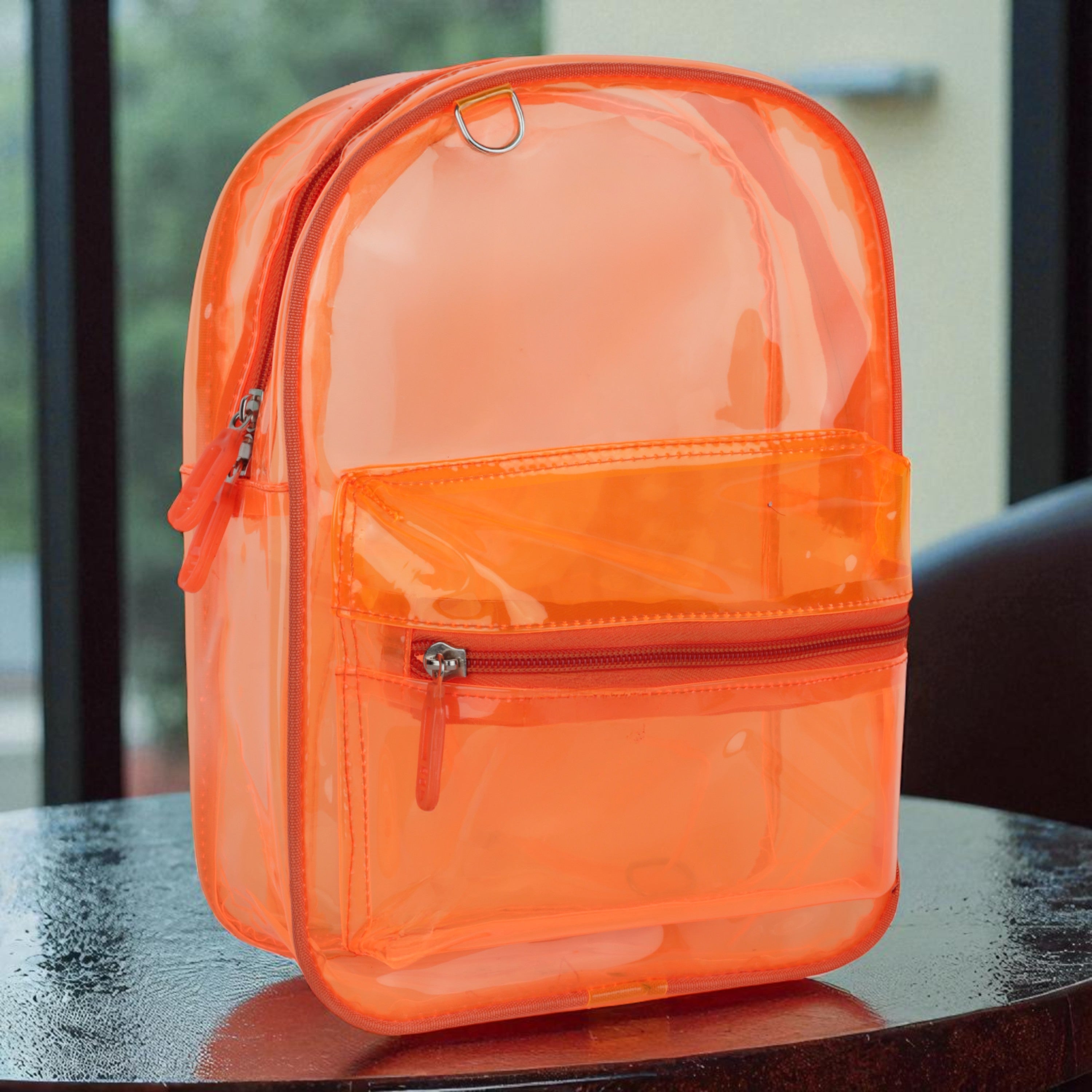 Echo Boomers Stylish Transparent Jelly Backpack | Trendy Neon Yellow Clear Bag | 50 GSM Waterproof PVC School, College & Travel Backpack with Front Zipper Pocket