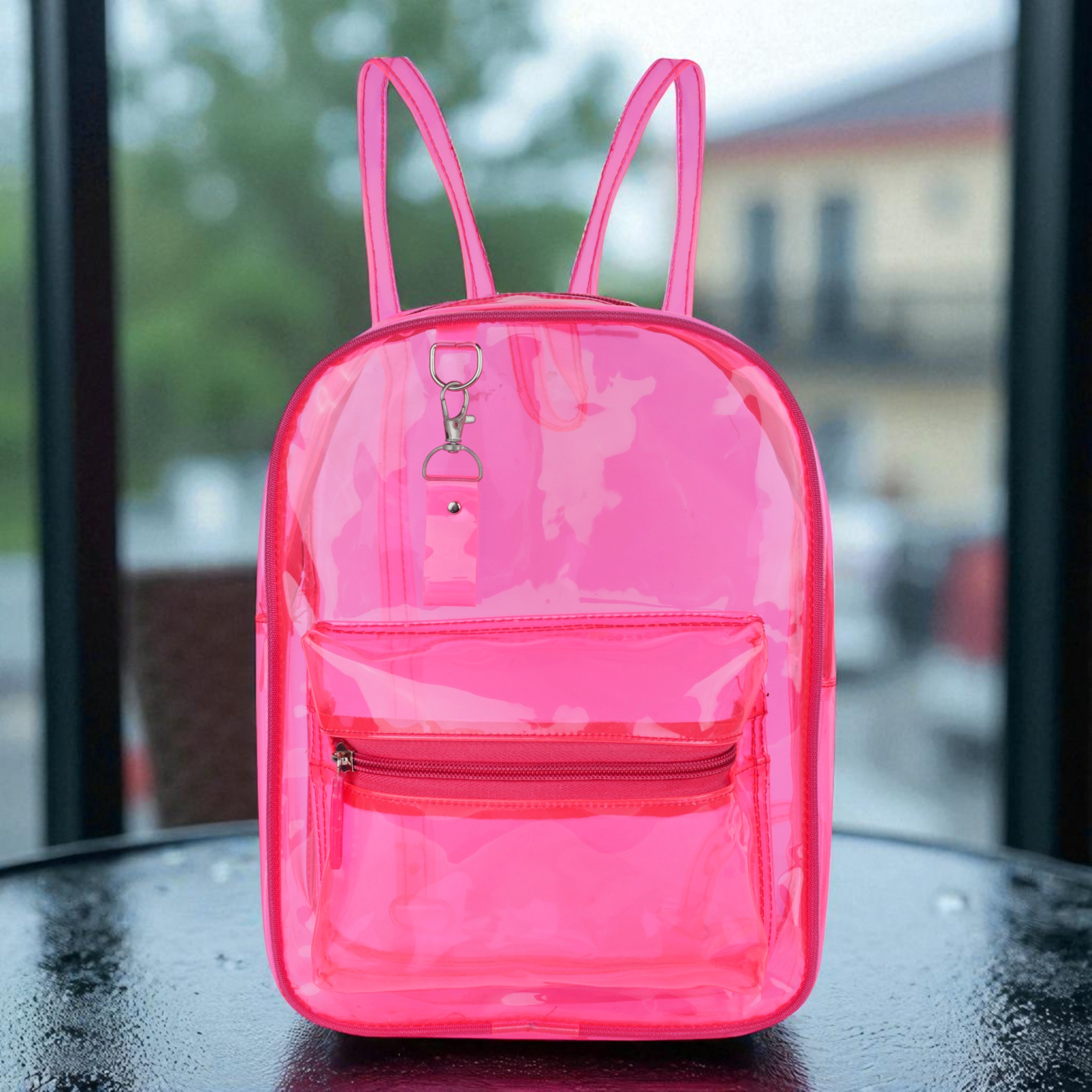 Echo Boomers Stylish Transparent Jelly Backpack | Trendy Neon Yellow Clear Bag | 50 GSM Waterproof PVC School, College & Travel Backpack with Front Zipper Pocket