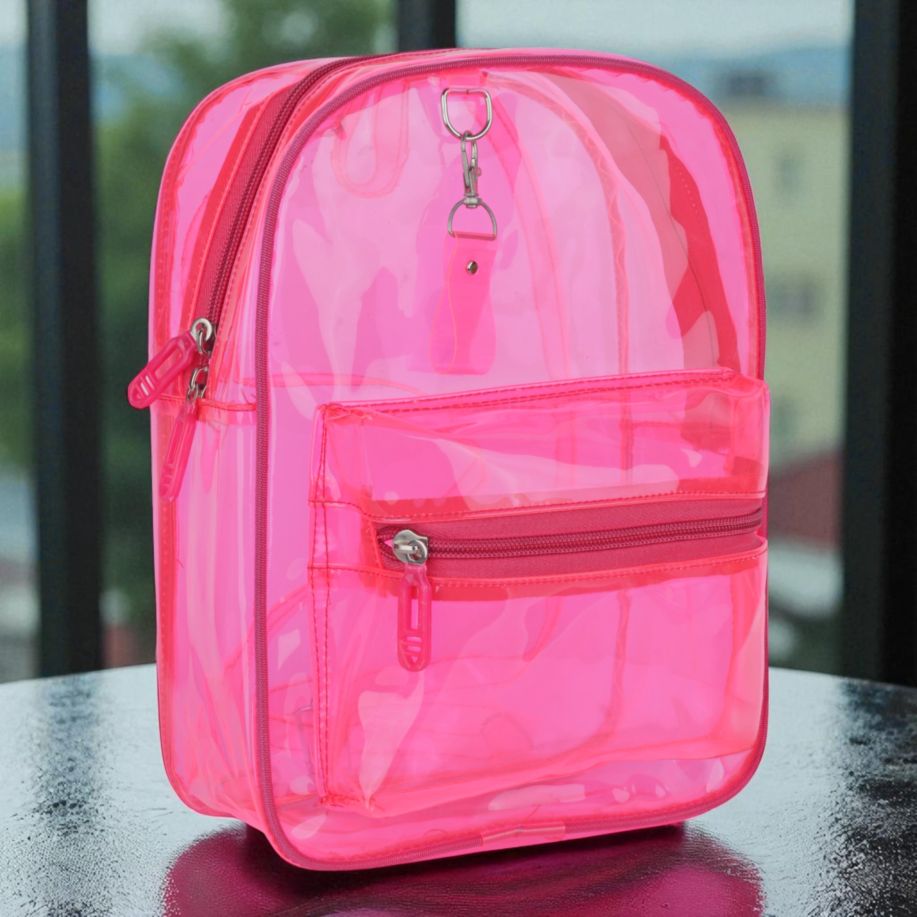 Echo Boomers Stylish Transparent Jelly Backpack | Trendy Neon Yellow Clear Bag | 50 GSM Waterproof PVC School, College & Travel Backpack with Front Zipper Pocket