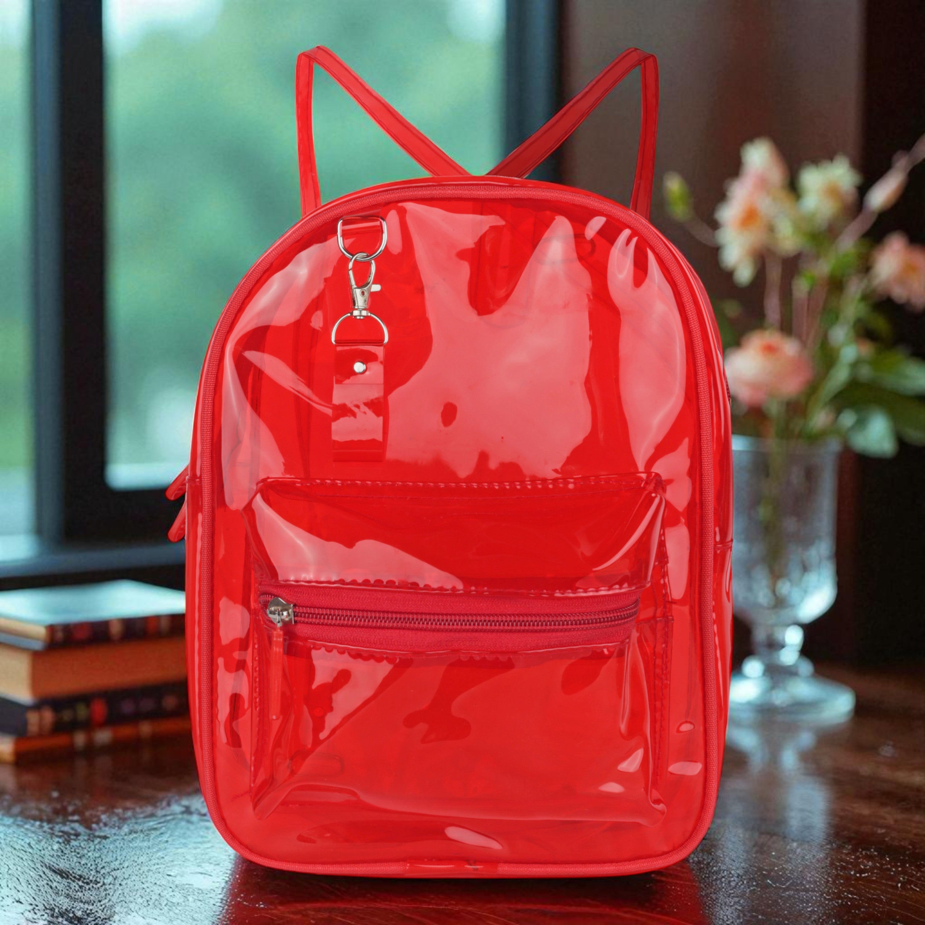 Echo Boomers Stylish Transparent Jelly Backpack | Trendy Neon Yellow Clear Bag | 50 GSM Waterproof PVC School, College & Travel Backpack with Front Zipper Pocket