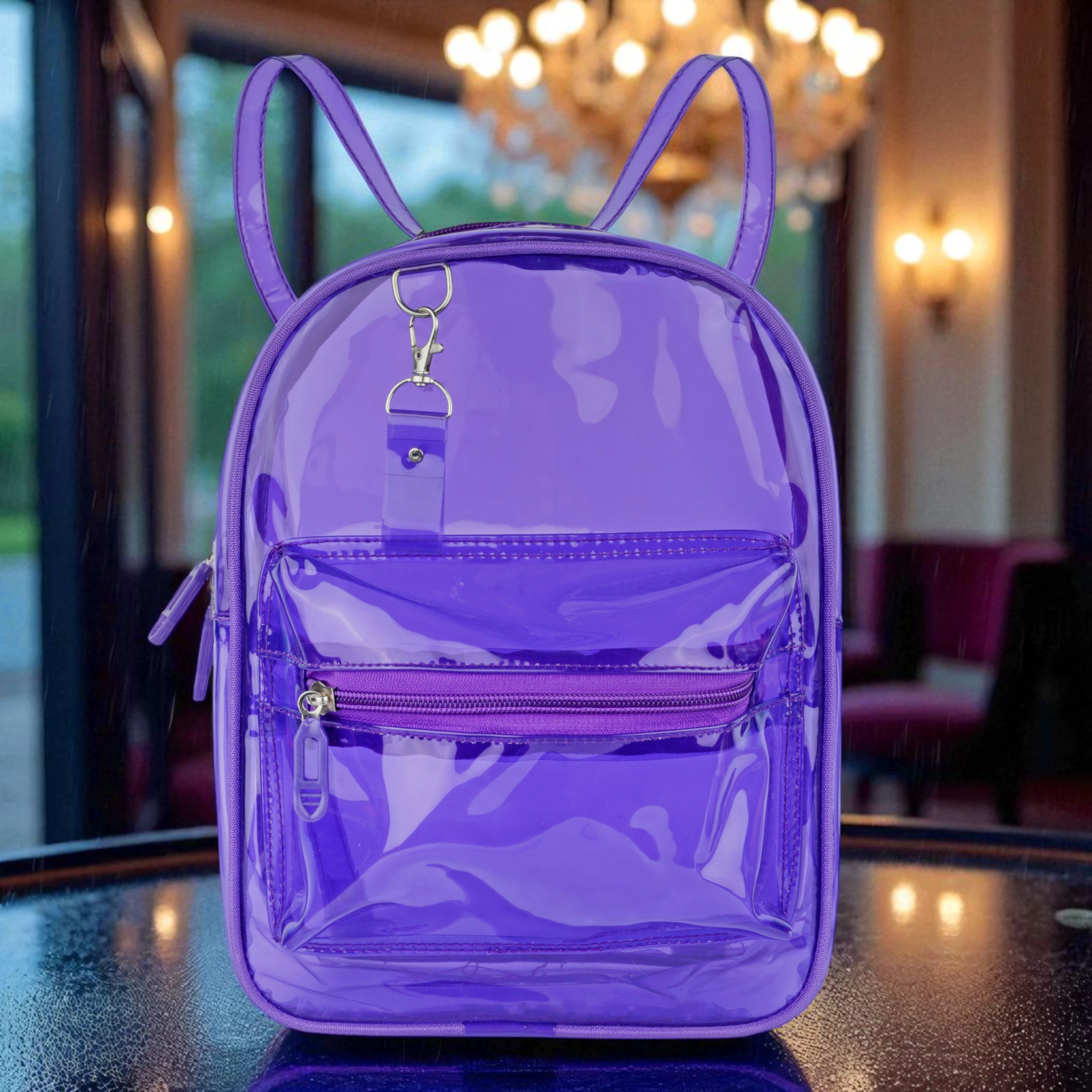 Echo Boomers Stylish Transparent Jelly Backpack | Trendy Neon Yellow Clear Bag | 50 GSM Waterproof PVC School, College & Travel Backpack with Front Zipper Pocket
